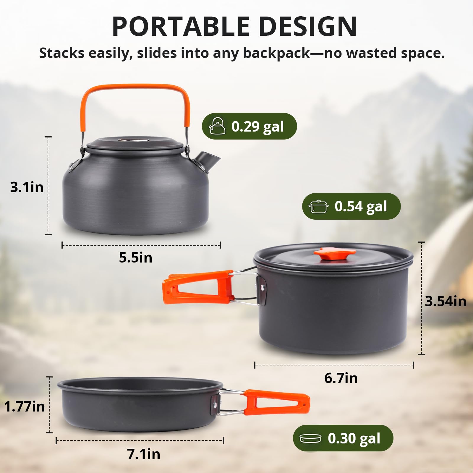 aiGear Camping Kochgeschirr Set/Outdoor Geschirr Set | Camping Topf Kochtopf Tragbar Aluminium | mit Aufbewahrungsbeutel | für Outdoor Camping Wandern Wandern Picknick