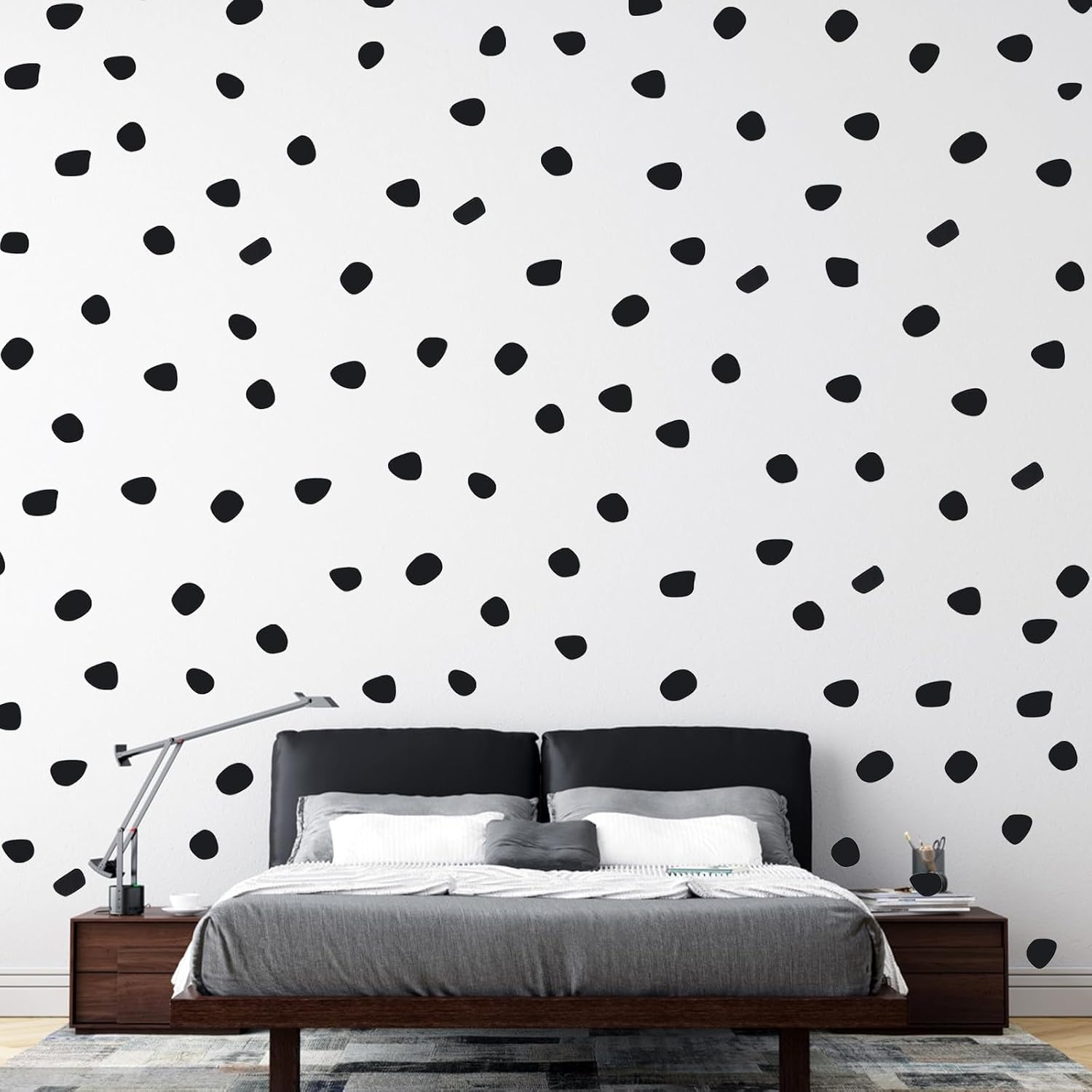 500 Pieces Black Irregular Dots Wall Sticker Irregular Polka Dots Wall Stickers Wall Decal Wall Decor Peel and Stick Stylish for Bedroom Home Classroom Decoration