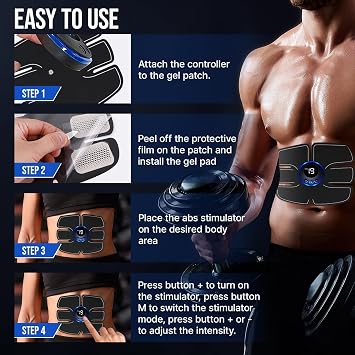 AB Muscle Stimulator: ABS Stimulator Electric Ab Stimulator for women men - EMS Ab Belt Trainer for abdominal arm- EMS Workout Equipment