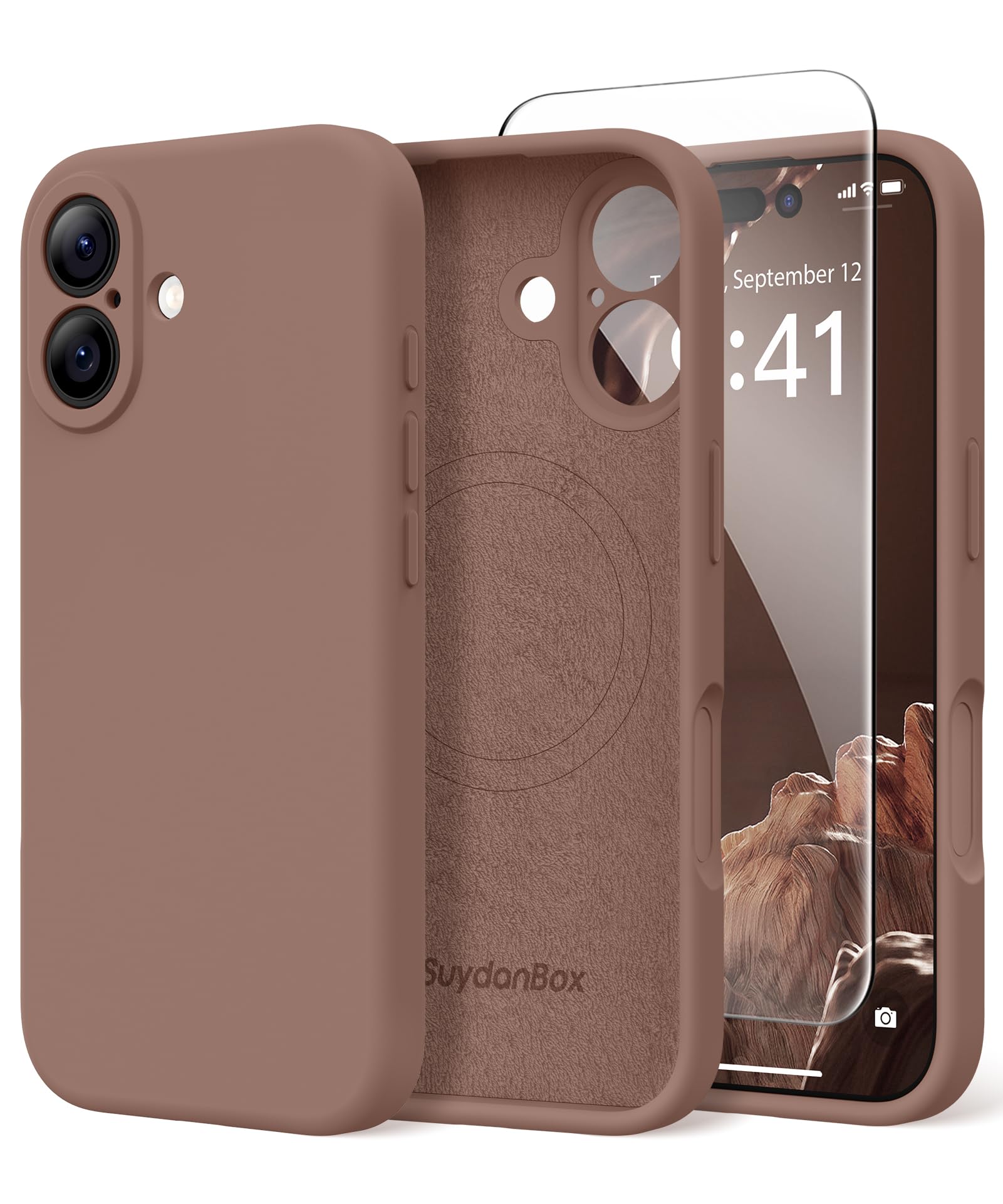 Magnetic for iPhone 17 Case Silicone Brown