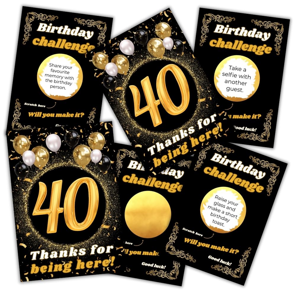 Birthday Scratch Cards, Set of 15 Challenge Cards with Scratch Stickers, Fun Birthday Party Game for Adults