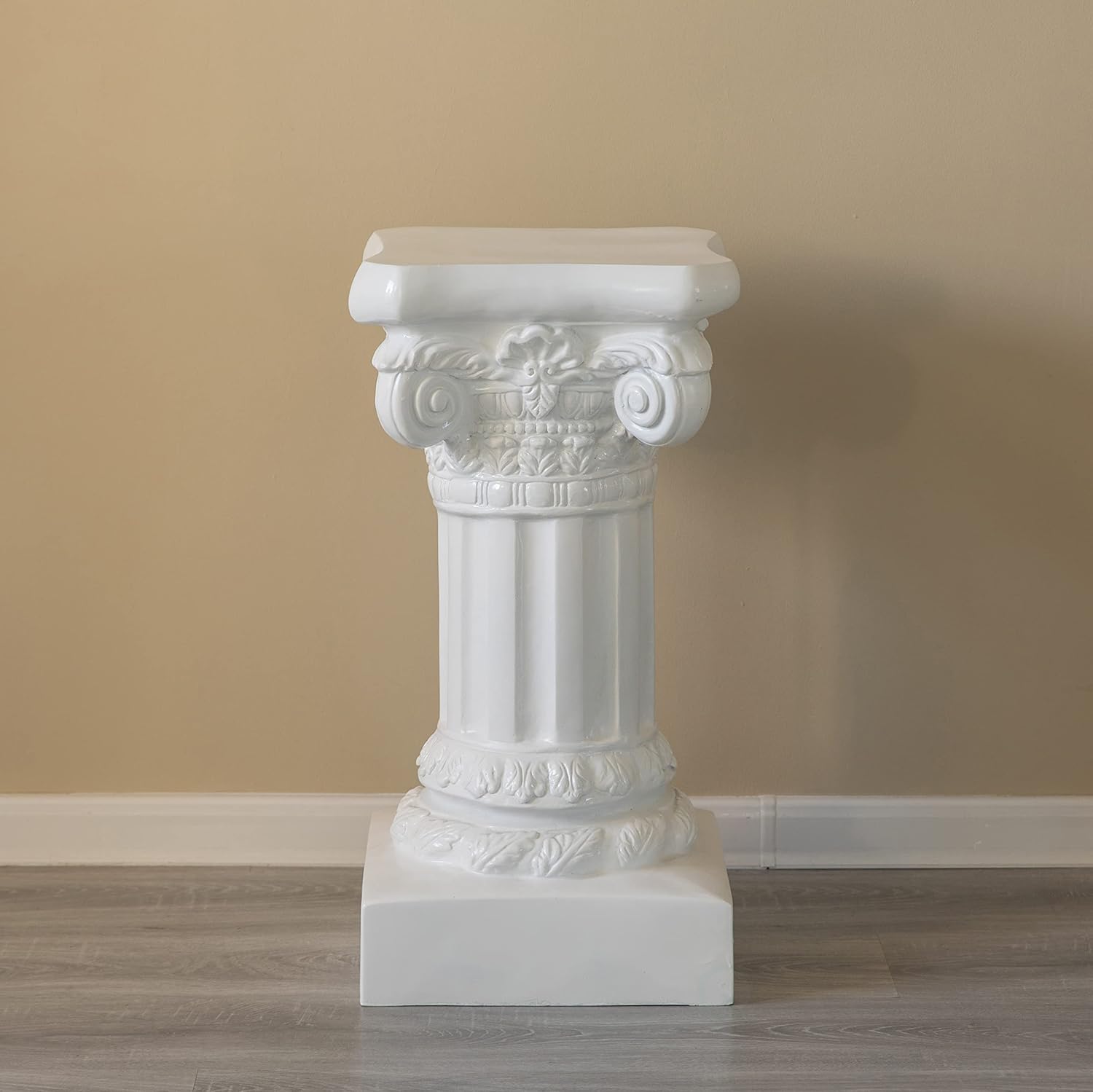 Uniquewise Decorative Modern Fiberglass White Plinth Roman Style Column Ionic Pedestal Vase Stand for Wedding, Living Room, or Dining Room, 27 inch