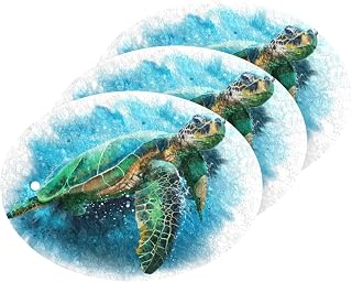 Watercolor Sea Turtle Kitchen Sponges Tropical Ocean Animals Nautical Cleaning Dish Sponges Non-Scratch Natural Scrubber Sponge for Kitchen Bathroom Cars, pack of 3