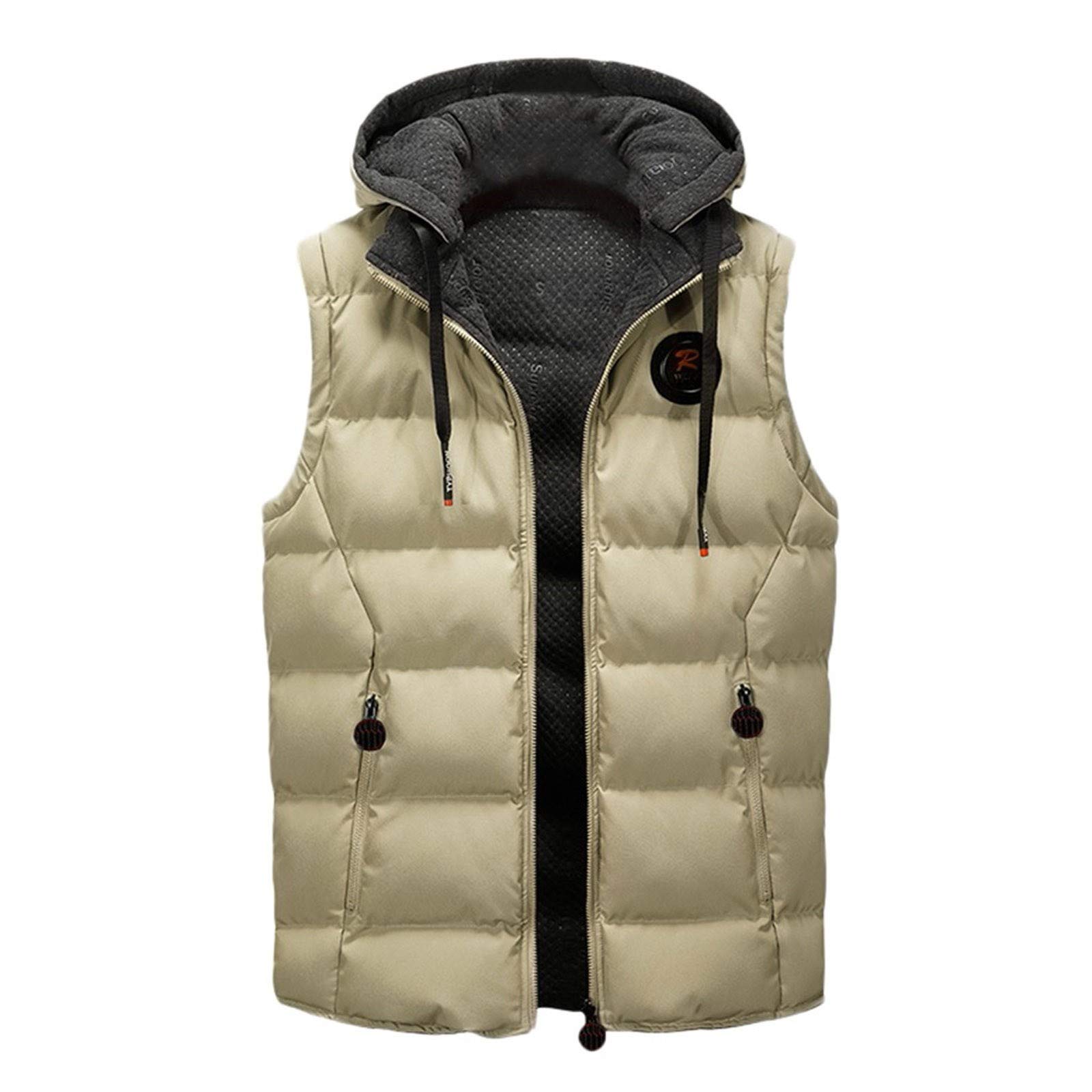 Chaleco reversible de algodón con capucha para hombre, chaleco con capucha de algodón, chaleco acolchado resistente al viento para exteriores, chaleco sin mangas, chaleco ligero distintivo con