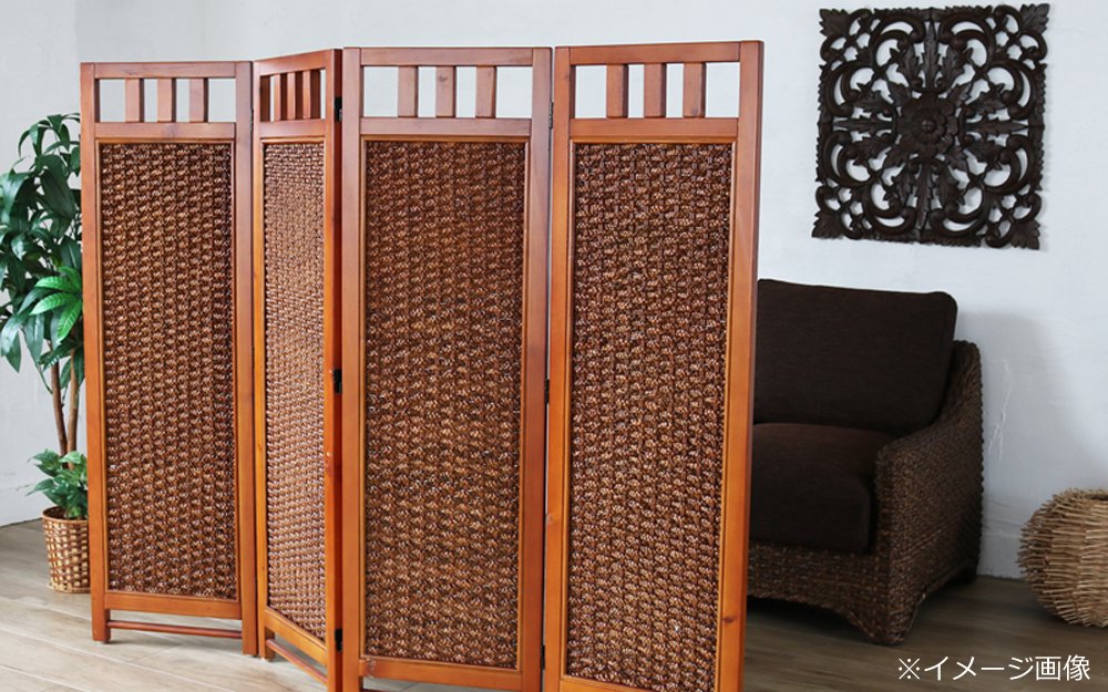 サンフラワーラタン アジアン ロースクリーン 4連 SW22-4CF 　美品 Amazon｜サンフラワーラタン アジアン ラタン ウォーターヒヤシンス