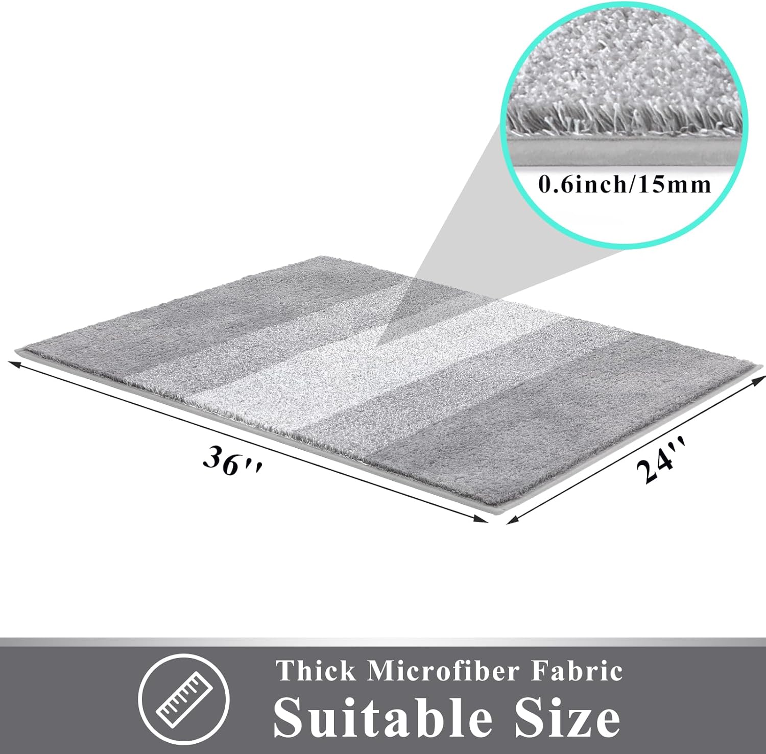 Vaukki Indoor Doormat Entryway Door Mat, Non Slip Absorbent Mud Trapper Mat Inside Floor Mat, Washable Door Carpet for Entryway (24''x36'', Light Grey)
