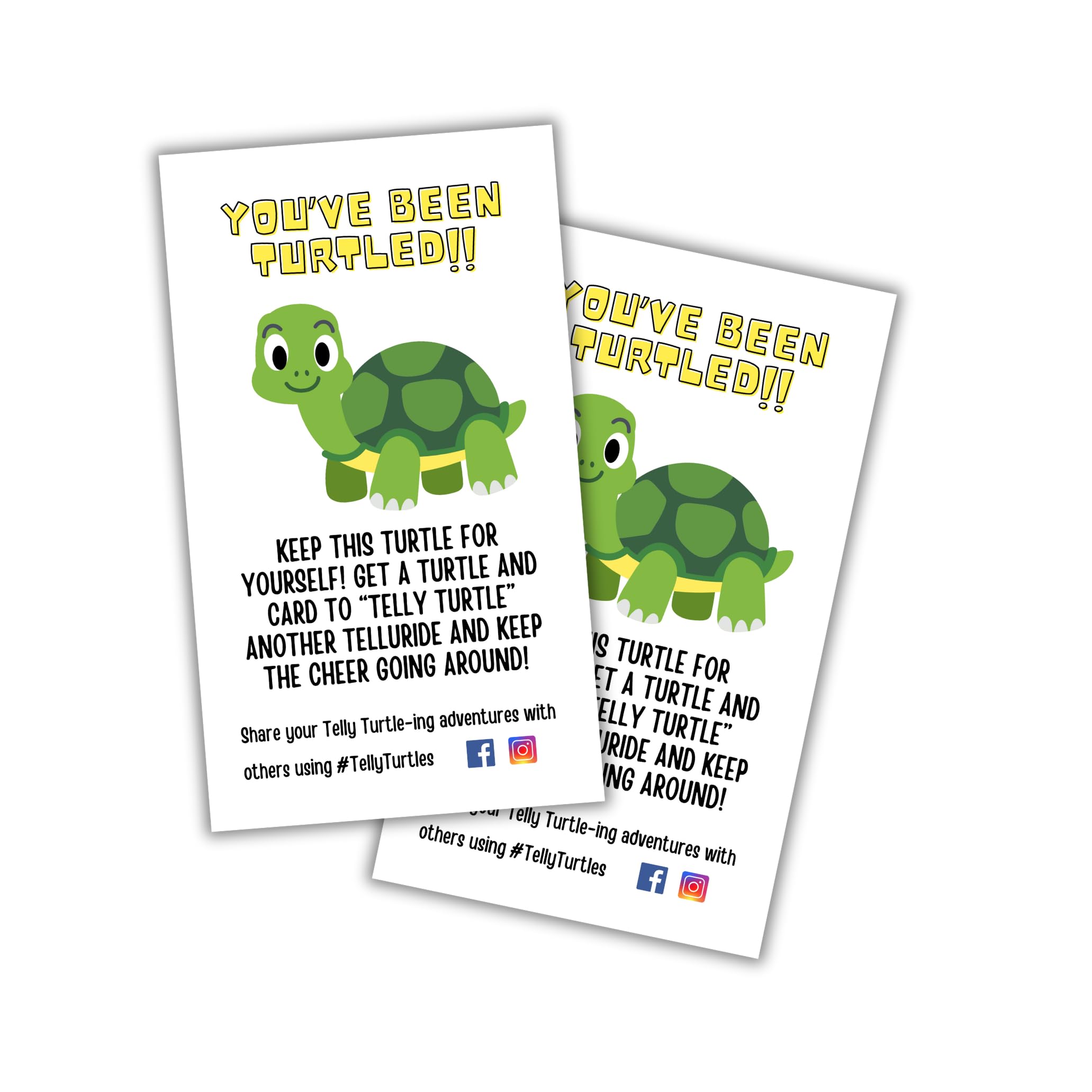 Telly Telly Telluride Turtle Cards Tags | 50pk 2x3.5” Figurine You’ve been Turtled for Ki a SUV Car Game Duck Ducked Dabbing Rubber