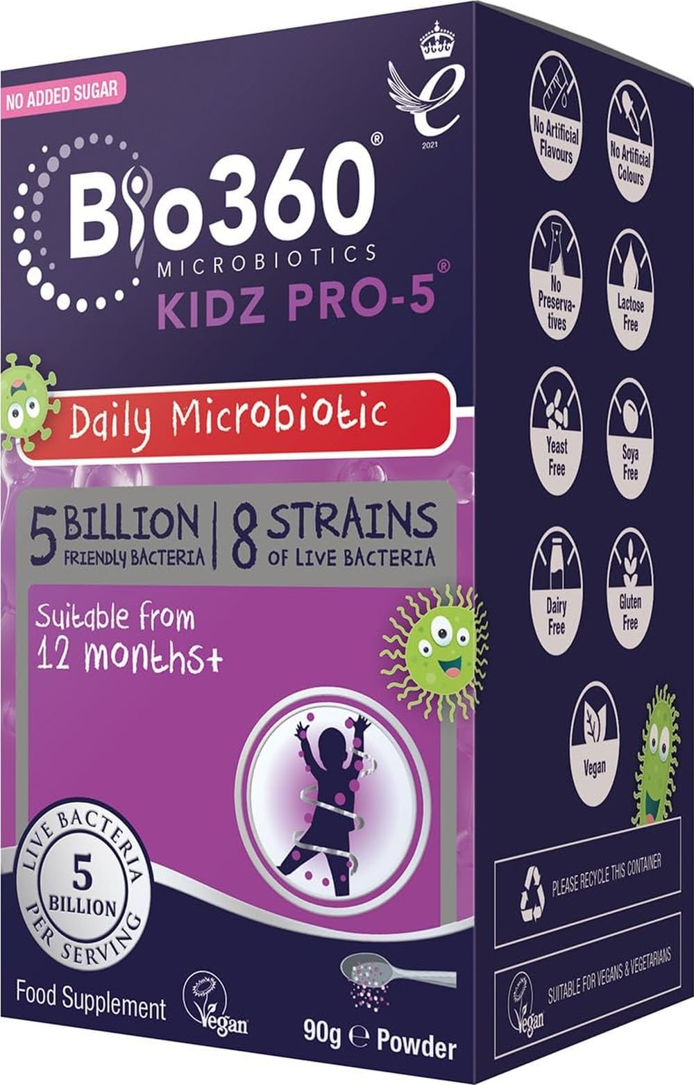 Natures Aid Bio360 Kidz Pro-5 Daily Microbiotic Supplement Powder - 90g