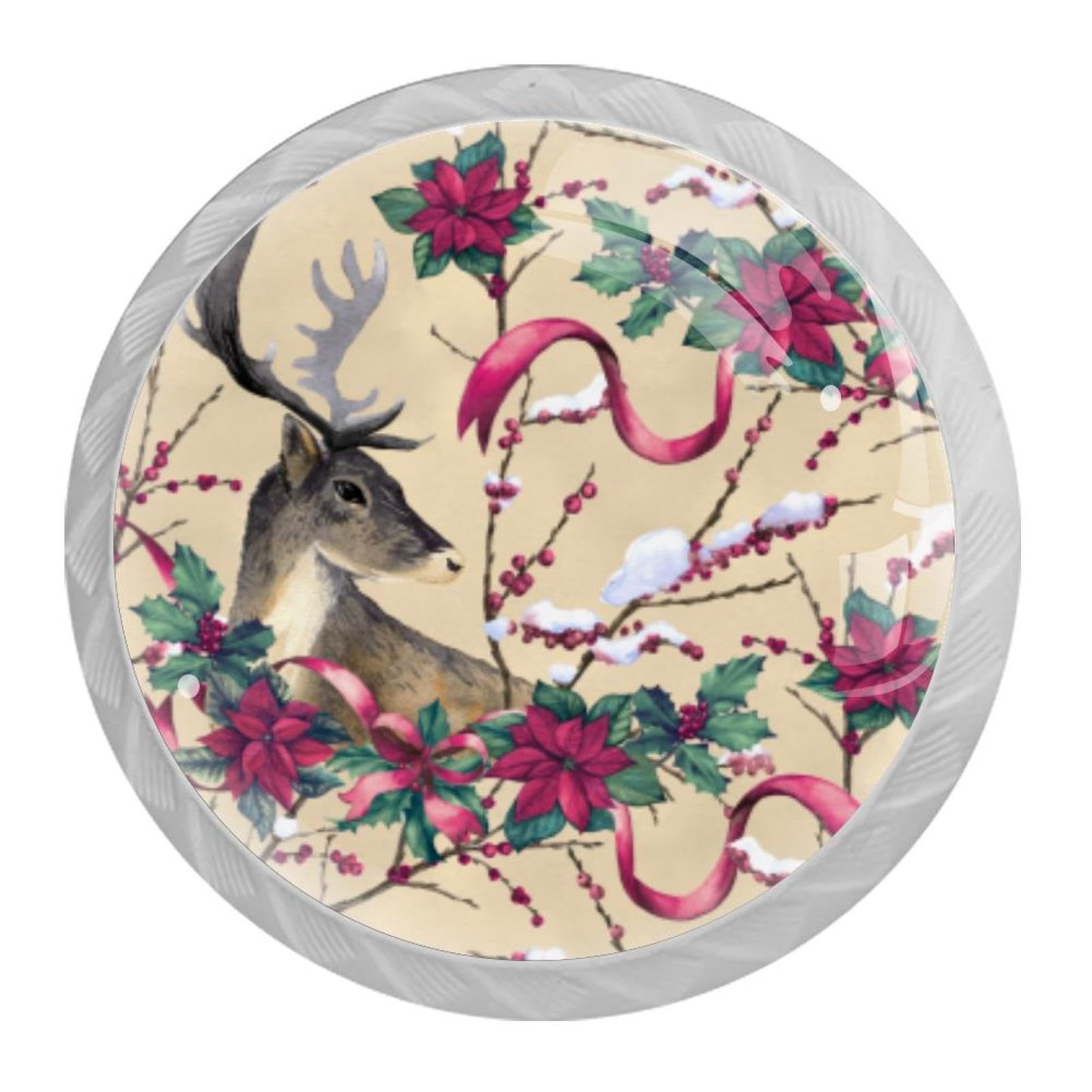 Tqmspg 4 Pieces Drawer Pulls Deer Pattern Door Knobs Dresser Handles for Kitchen Wardrobe Cupboard Hardware Furniture