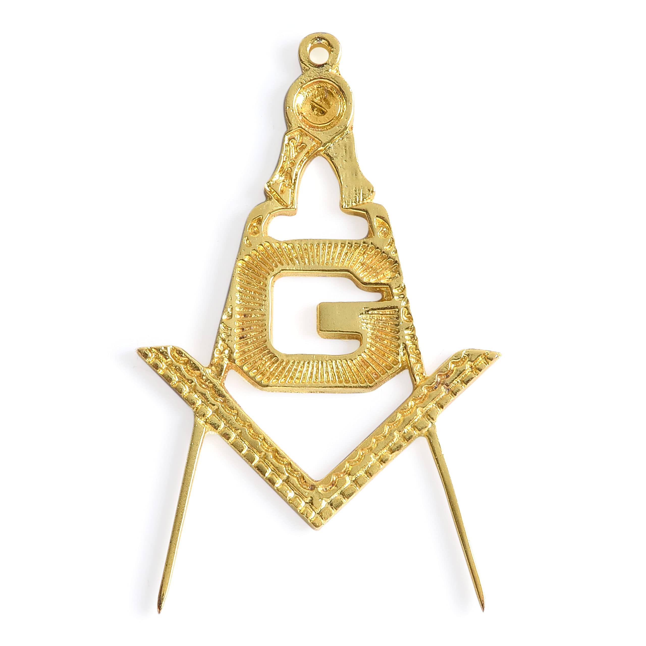 BRICKS MASONS Master Mason Blue Lodge Collar Jewel - Gold Plated Square & Compass with G