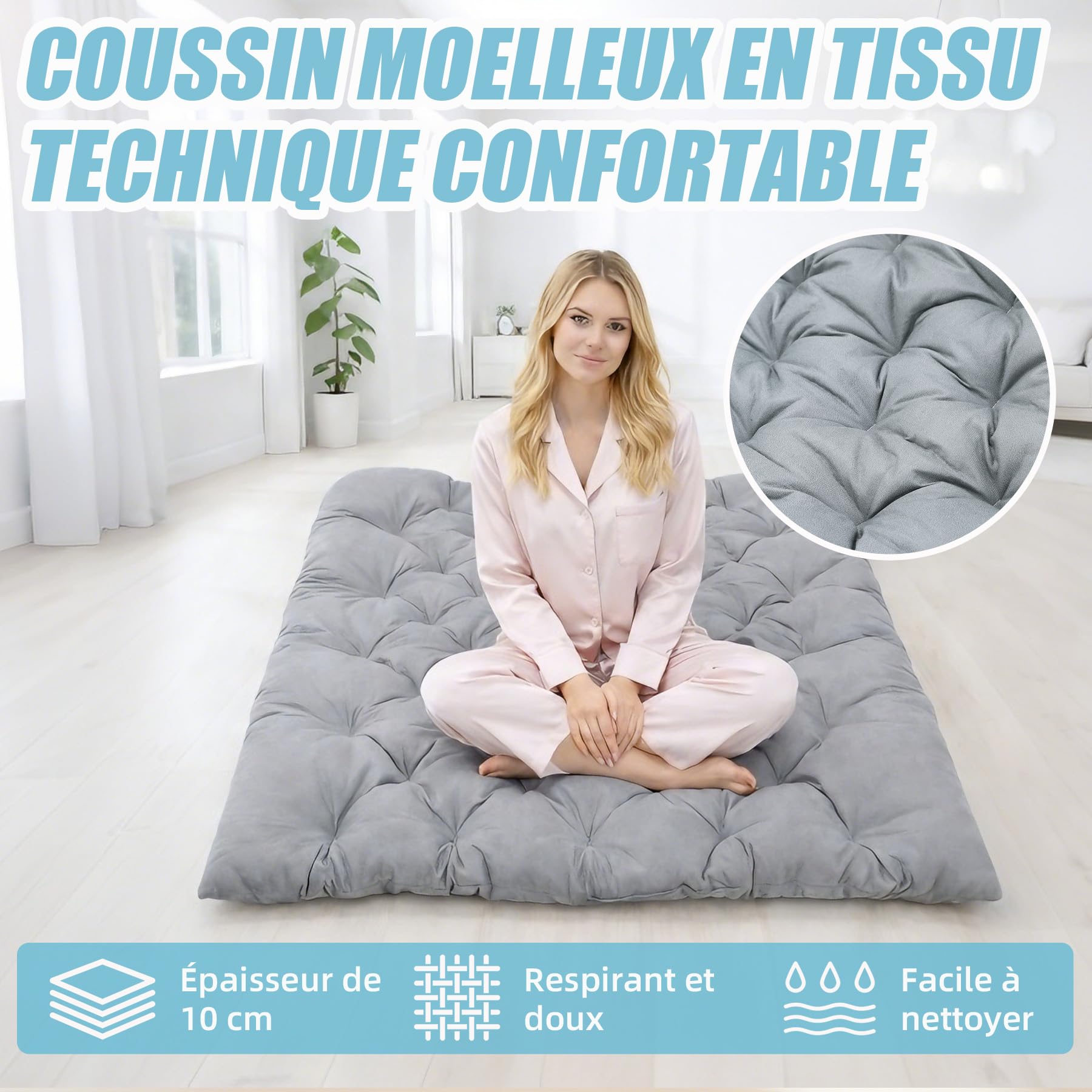 Fauteuil à Bascule Extérieur avec Coussin pour Deux, Support de Pied, Rocking Chair Papasan pour Chambre, Salon, Terrasse, Jardin, Balcon, capacité de Charge 240 kg,Tissu technologique,Gris