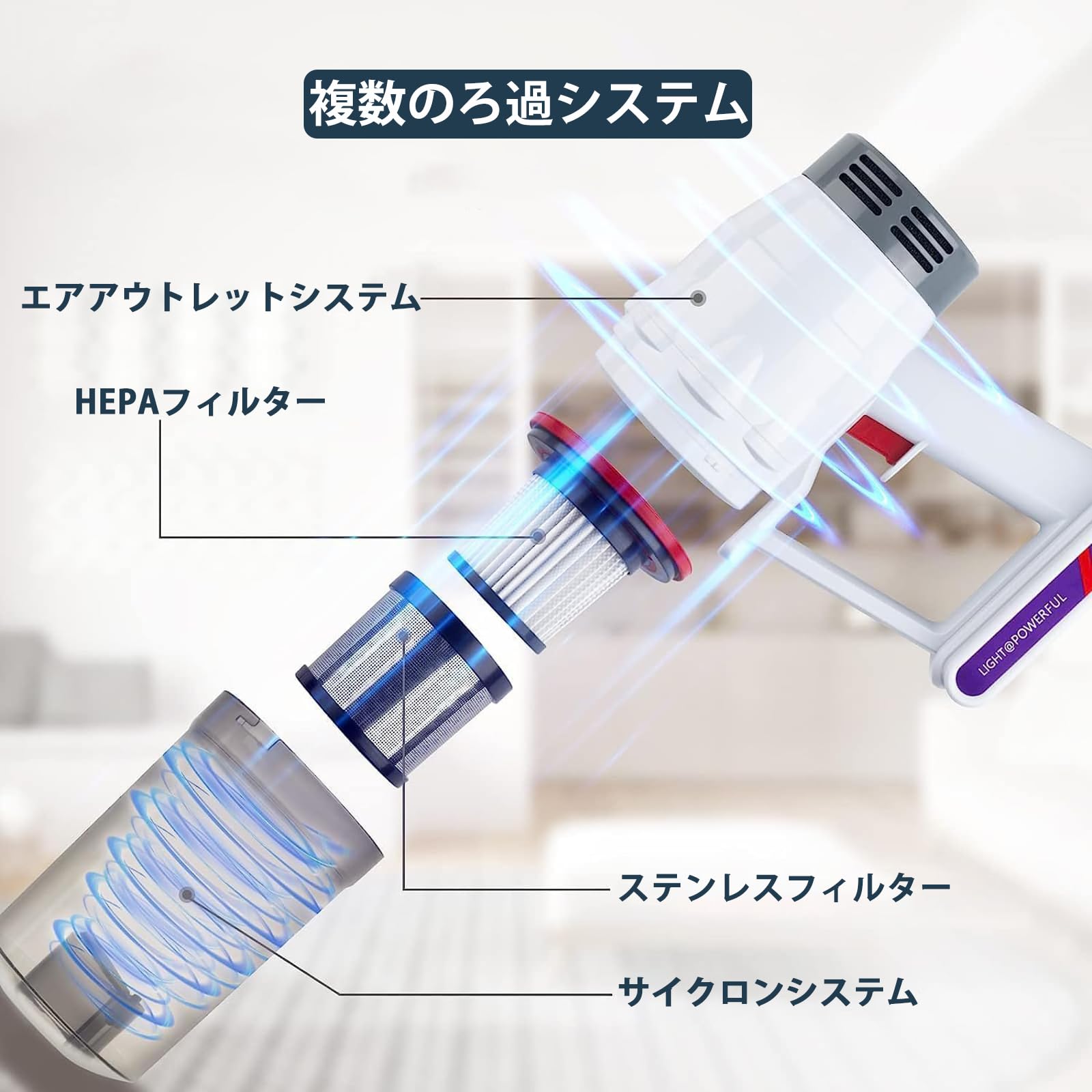 Amazon | 掃除機 コード式 KEROMEE 400W 15000Pa 強力吸引 ポール