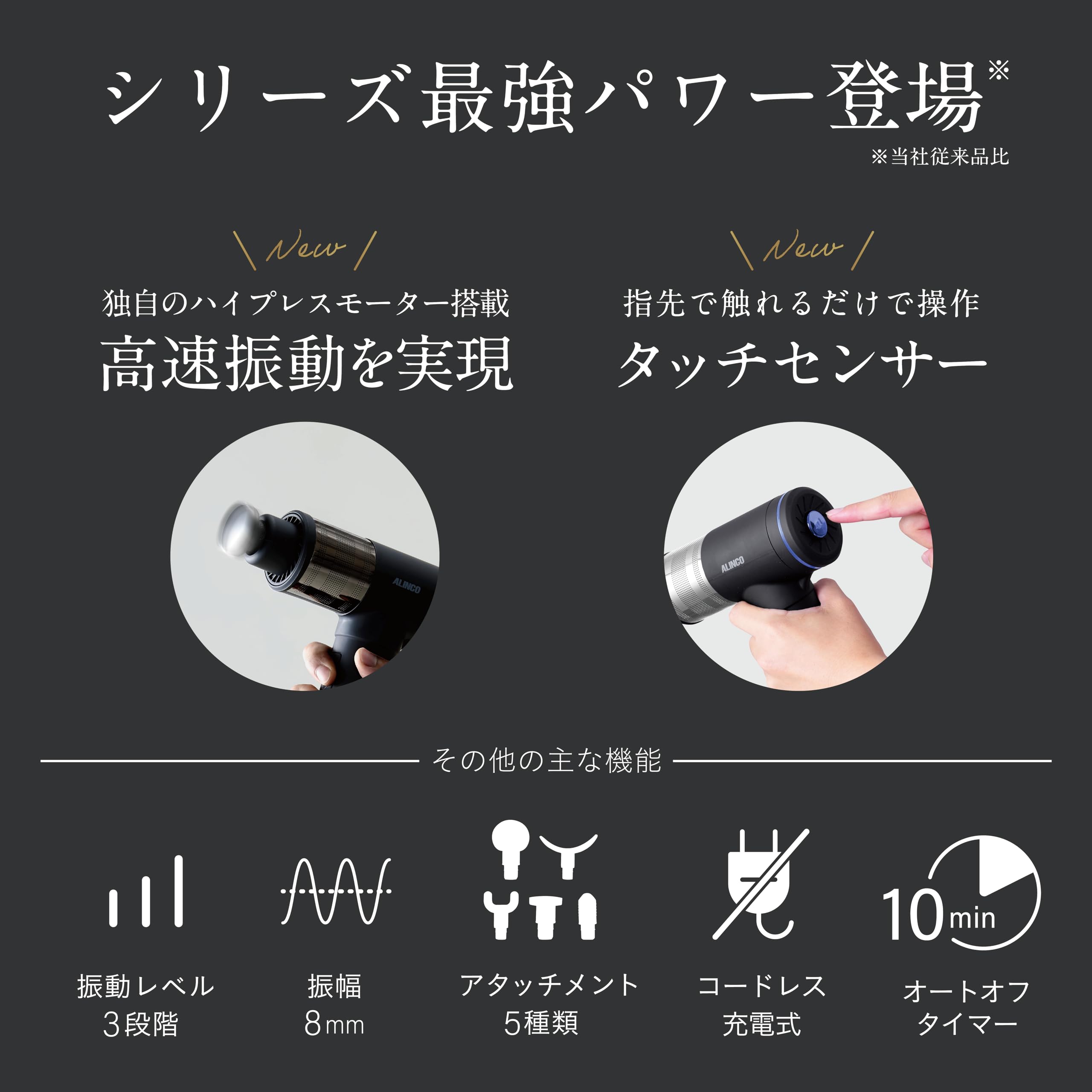 ALINCO (アルインコ) ハンディガン ボディシェイプガン コードレス 充電式 ハイパワー 高速振動 振動レベル3段階 アタッチメント5種 収納 Amazon | ALINCO (アルインコ) ハンディガン ボディシェイプガン