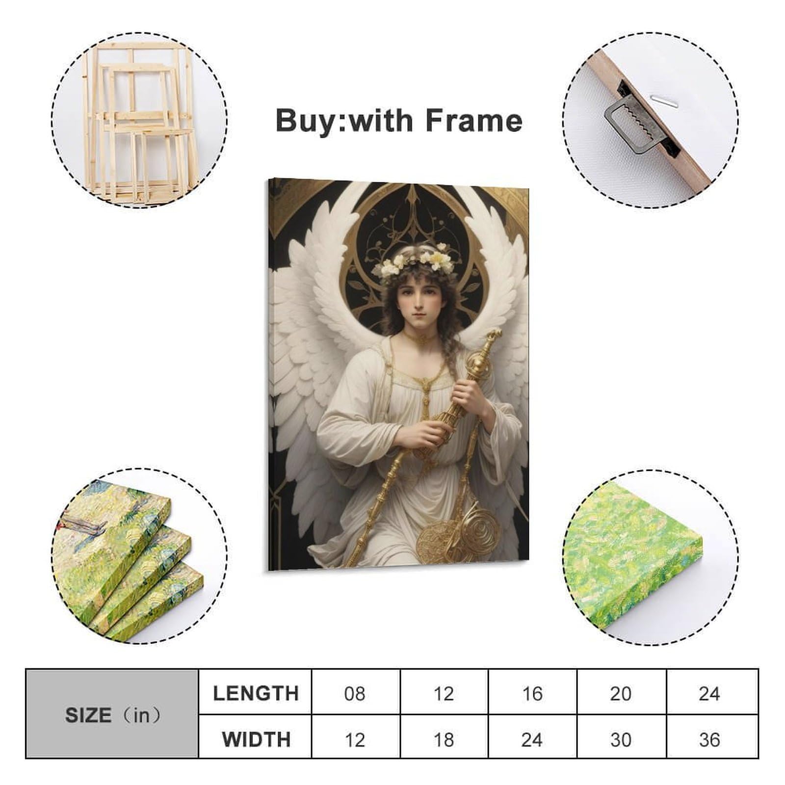 qiyan Poster decorativo da parete con angelo che è bravo a suonare strumenti musicali, poster decorativo su tela, poster decorativo moderno per camera da letto, per camera da letto, 40 x 60 cm