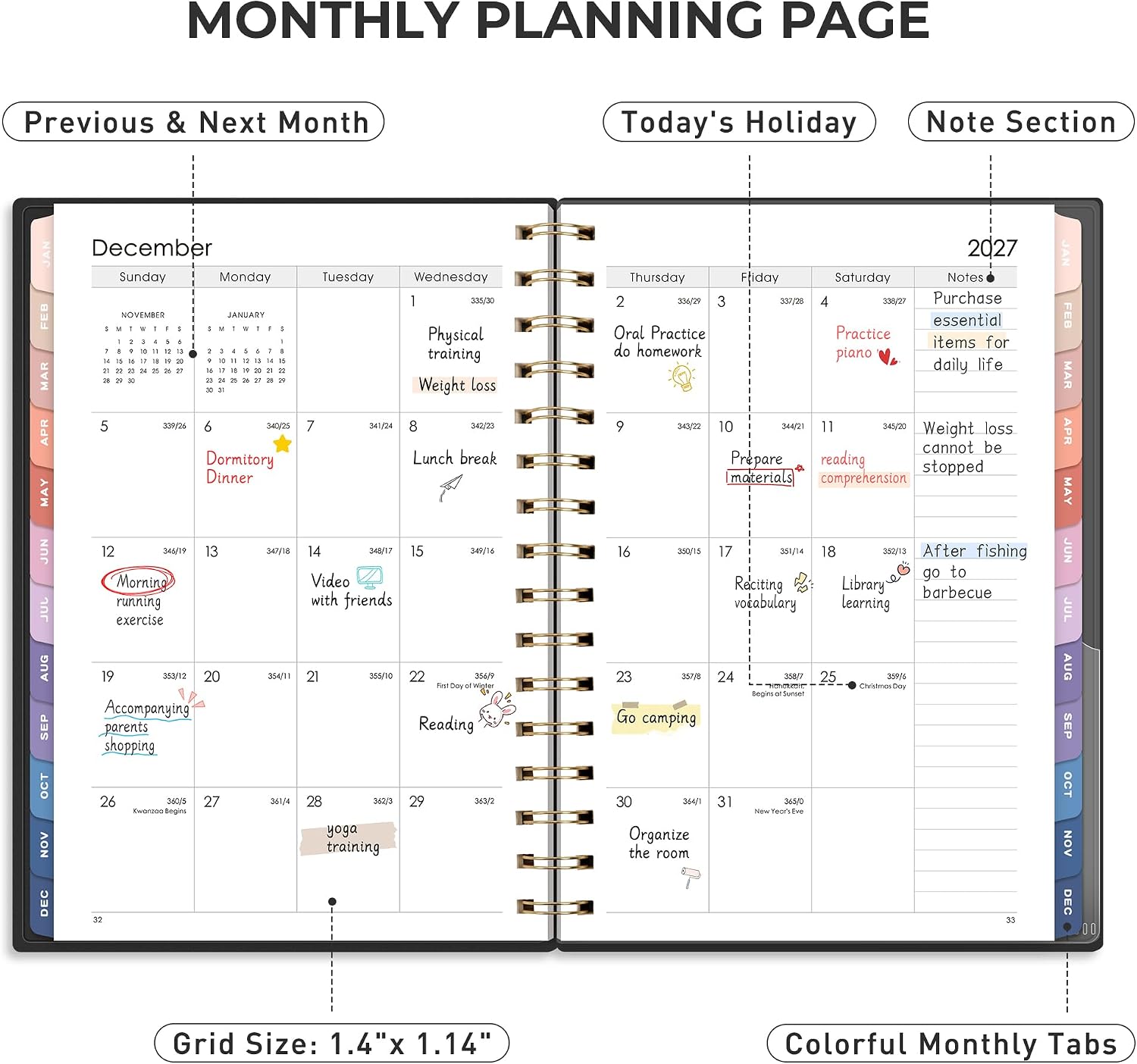 RETTACY 2027-2028 Monthly Planner, Jan 2027 - Dec 2028, A5 (5.7" x 8.3") image 2