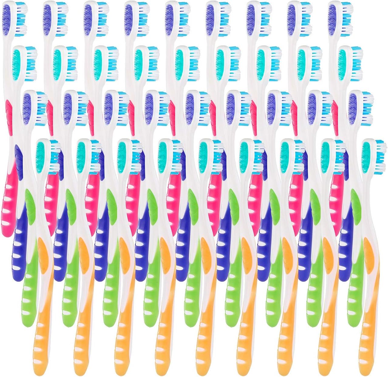 newgen medicals Manual Toothbrushes Pack of 36 Branded Toothbrushes with Tongue Cleaner Hard 4 Colours Manual Toothbrush Bulk Packs Travel Toothbrush Colour