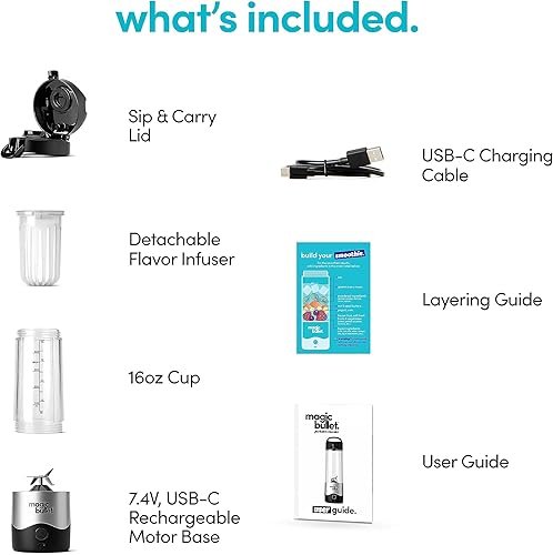 Miniatura 7 de magic bullet Batidora portátil MBPB50100 Plata, 16 oz