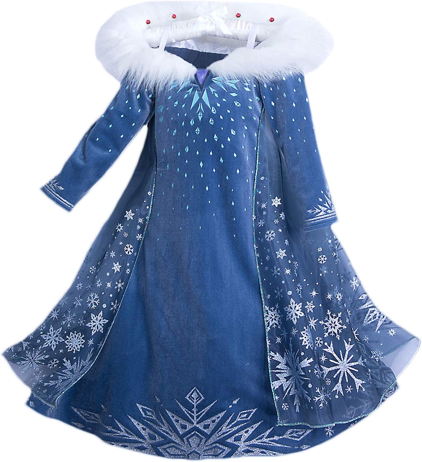 Eleasica Filles Cosplay Robe de Princesse Elsa Manches Longues Reine