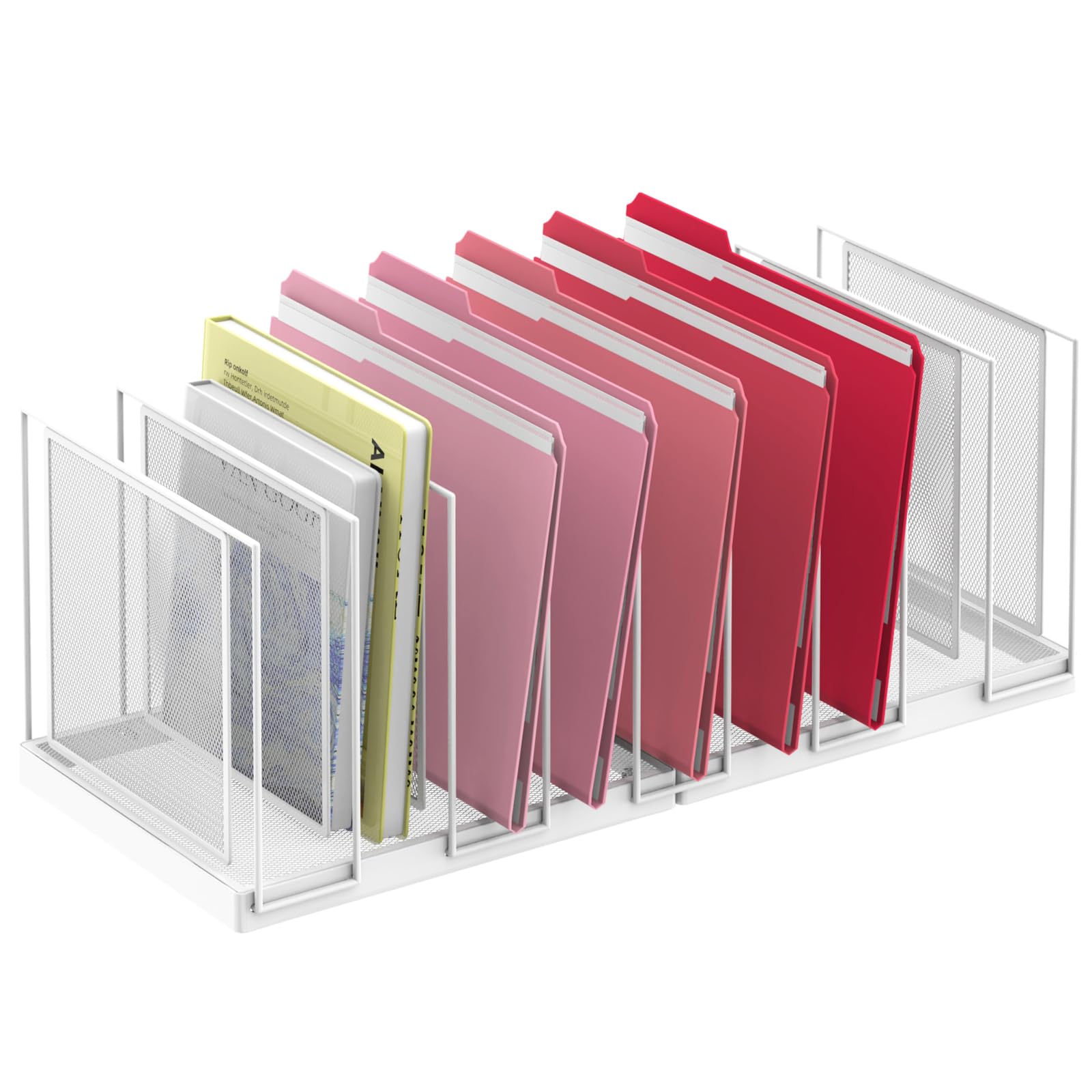RITOLLO File Organizer for Desk, 9-Section Vertical File Sorter, Paper Holder Organizer Standing Metal File Folder for Office Home Classroom, White