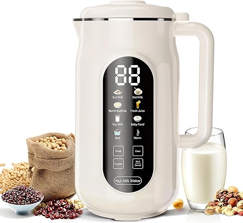 10-in-1 Nut Milk Maker Machine, 42oz Automatic Nut Milk Maker with LED Touch Screen, Self-Cleaning, 12H Delay Start, Keep Warm, Automatic for
