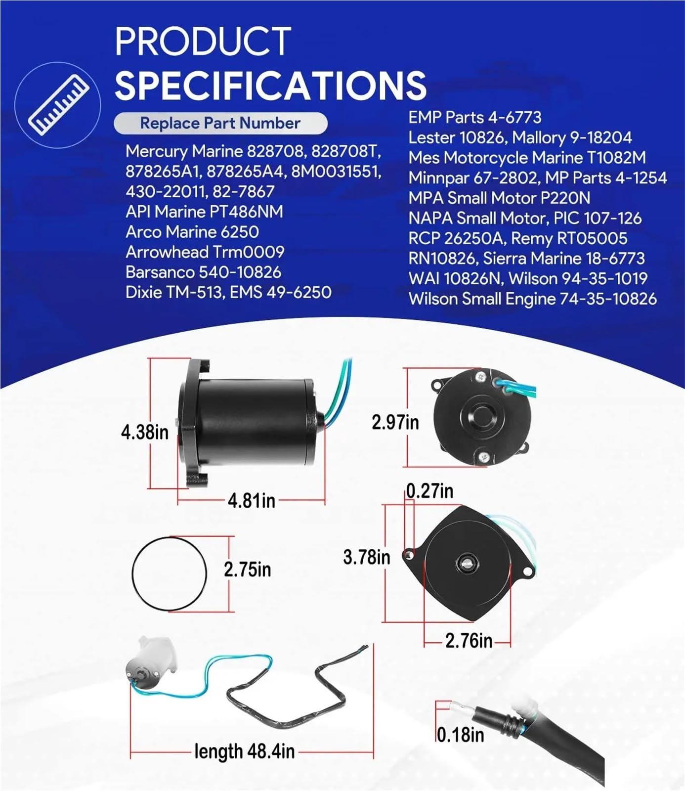 Starter Sostituzione Durevole Affidabile Motore Inclinazione Assetto Per Mercury Marine 135-225HP Tutti I Modelli 828708T 878265A1 878265A4 8M0031551 T10