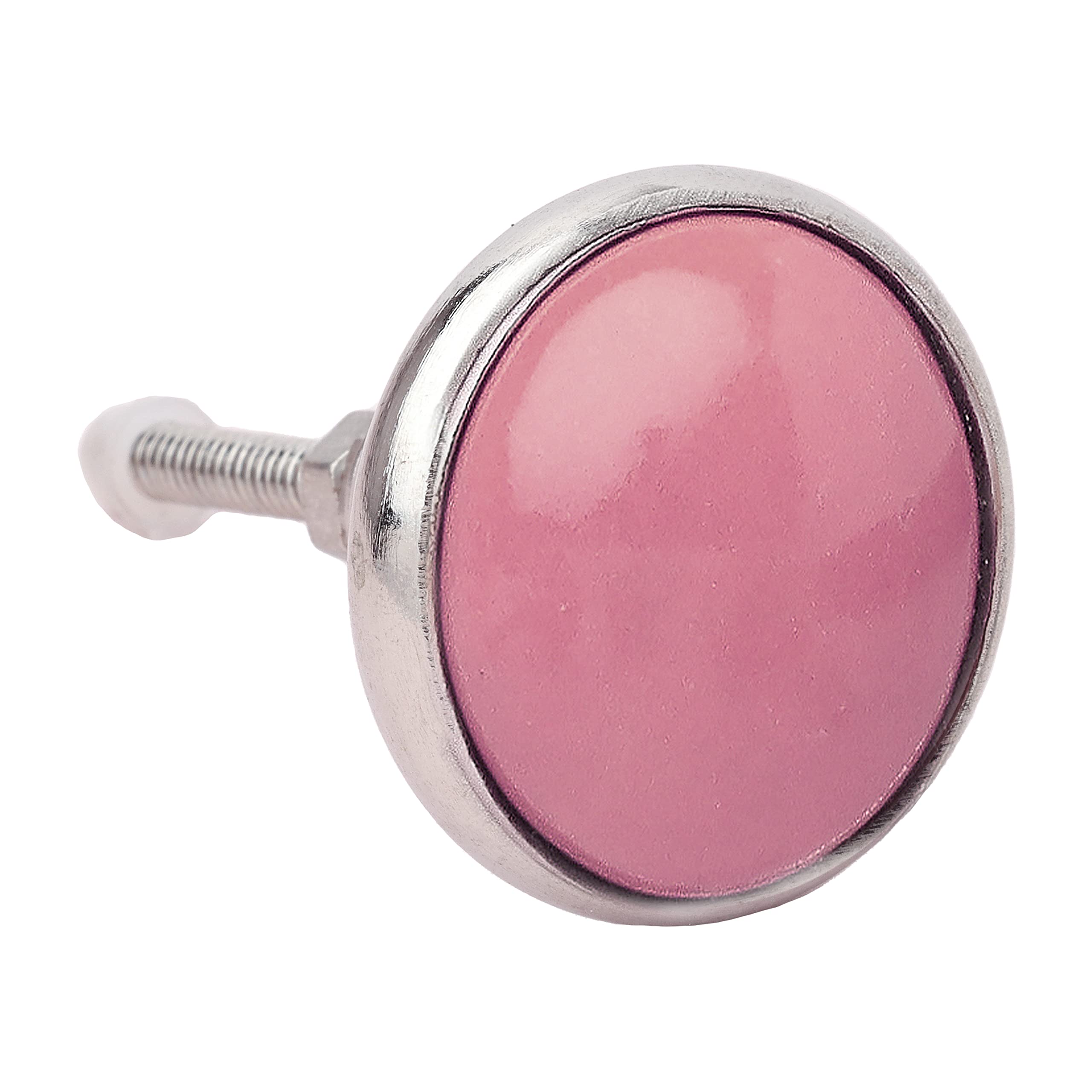 G Decor Plain Metal Ceramic Door Knob Vintage Shabby Chic Cupboard Drawer Pull Handles (Pink)