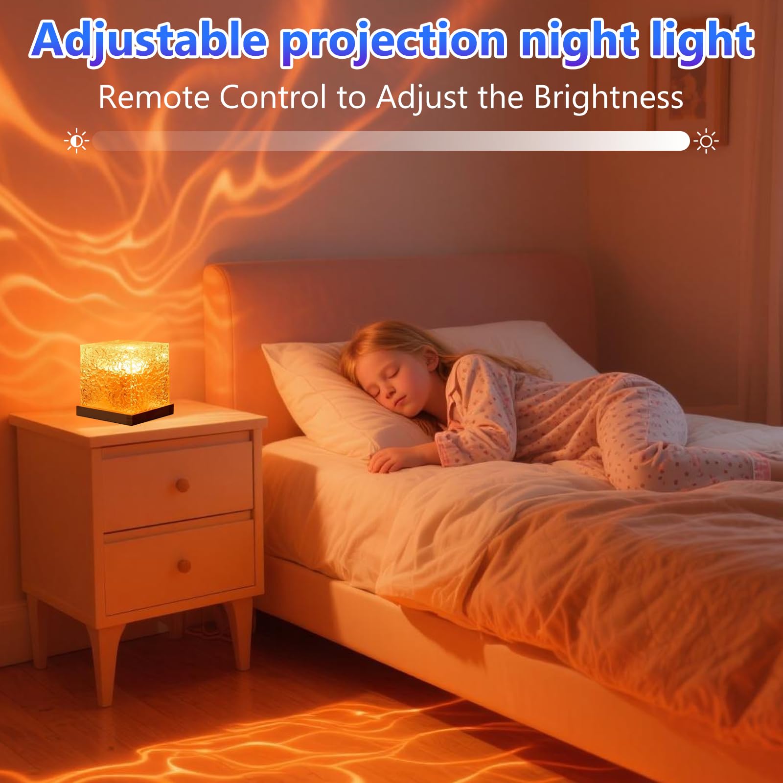 HESUSLA Lights Projector Rechargeable, Touch Cube Color Changing Light with 16 Colors 4 Modes Dimmable Cordless Mood Lamp for Shower, Ambient Lighting for Bedroom and Bathroom: Ocean Wave