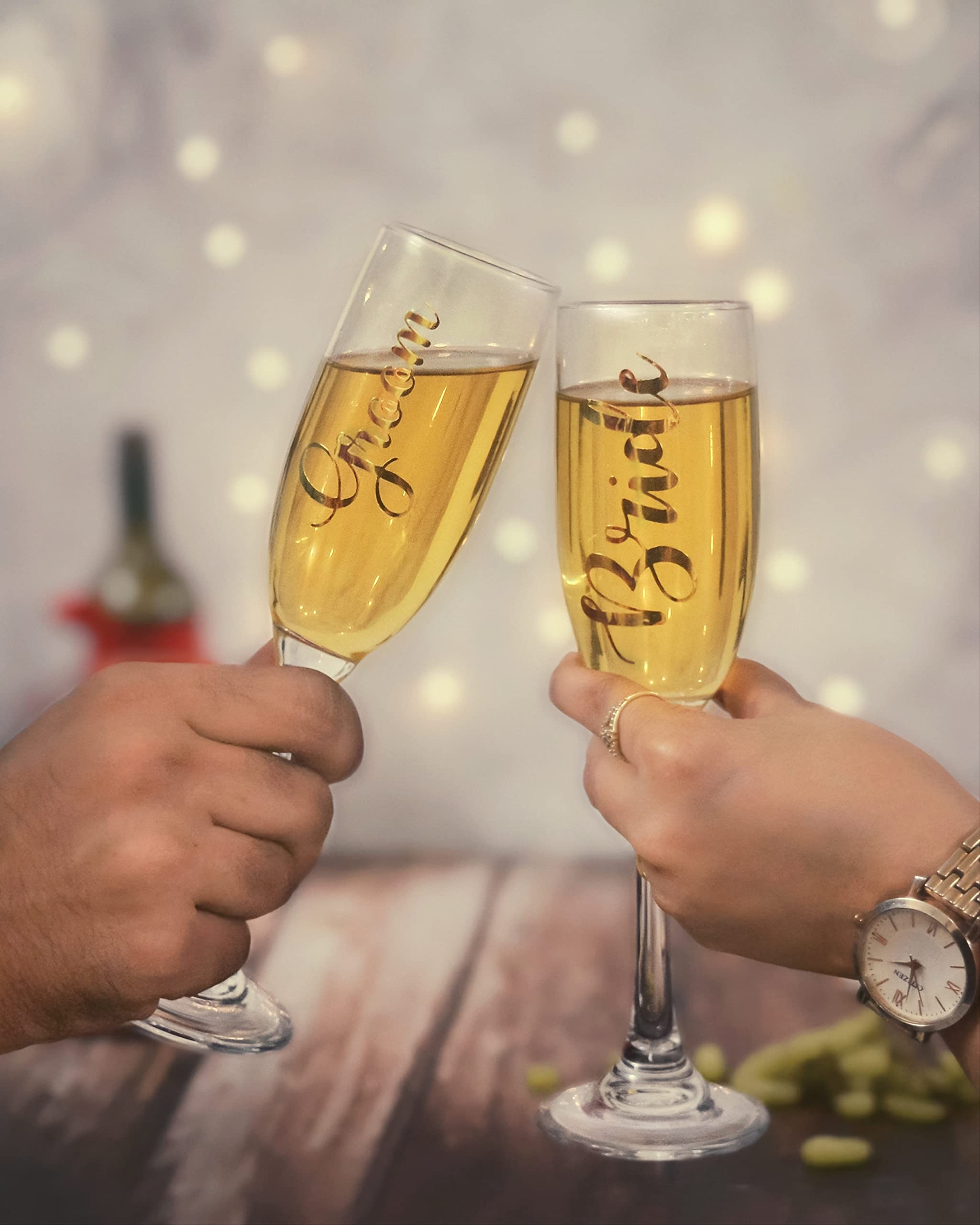 The Bling Stores, Personalise Name on Red Wine Glasses, Transparent,Standard,Gift for Couples, Gift for Husband & Wife.(Set of 2)