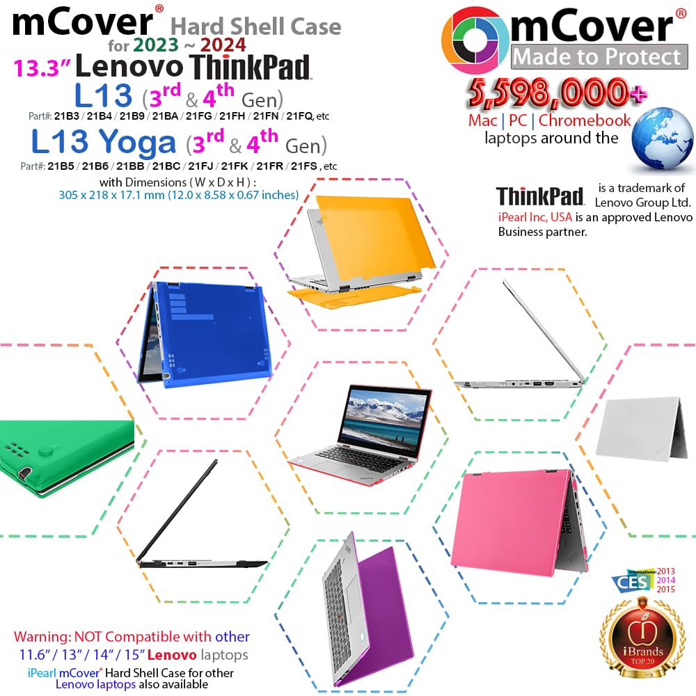 mCover Funda compatible solo con computadoras portátiles Lenovo ThinkPad L13 / L13 Yoga Gen 3 / Gen 4 de 13.3 pulgadas 2023-2024 (no es compatible con ningún otro modelo Lenovo), color negro