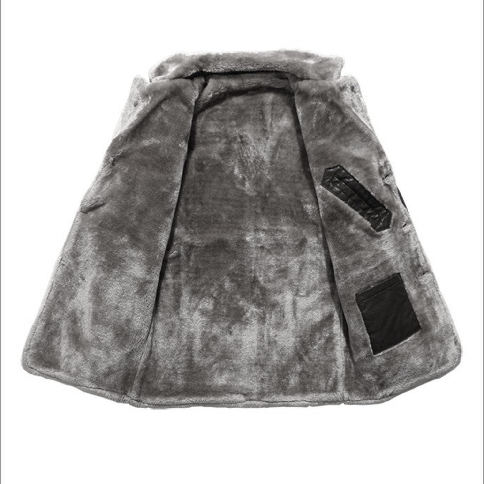 JEShifangjiusu Cappotto monopetto in finta pelle per uomo casual con risvolto giacca trapuntata spessa calda in pile invernale
