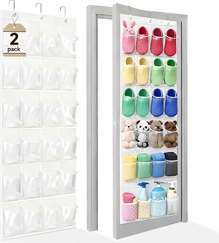 Vista 8 de Organizador de Zapatos Sobre la Puerta - Zapatero que Ahorra Espacio para Puerta de Closet con 24 Bolsillos y Gancho, Soporte para Zapatos