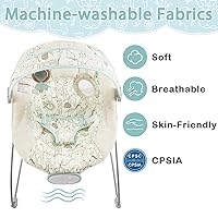 Vista 3 de Bouncer para bebés, asiento hinchable para bebés con música y vibraciones, mecedora portátil para bebés con planeta de agarre colgante y espejo