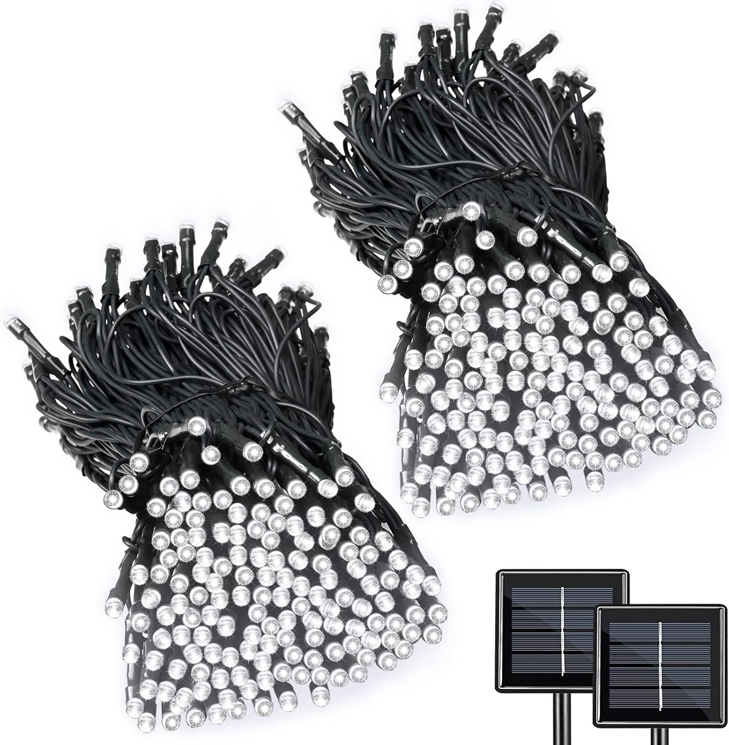 2 Pack Super-Long Solar String Lights Total 170Ft 480 LED 8 Modes Upgraded Solar Powered Outdoor Waterproof Christmas Fairy Lights for Xmas Tree Garden Lawn Wedding Party Decor(White)