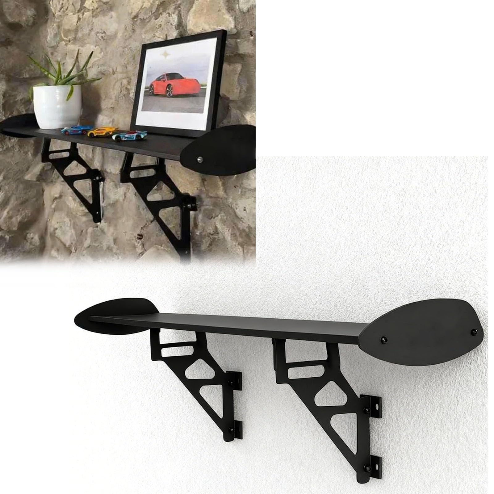 for GT3RS Inspired Spoiler Shelf -Solid Wood & Alloy, Premium Automotive Wall Display for Car Enthusiasts, Functional Decor with Storage Shelf