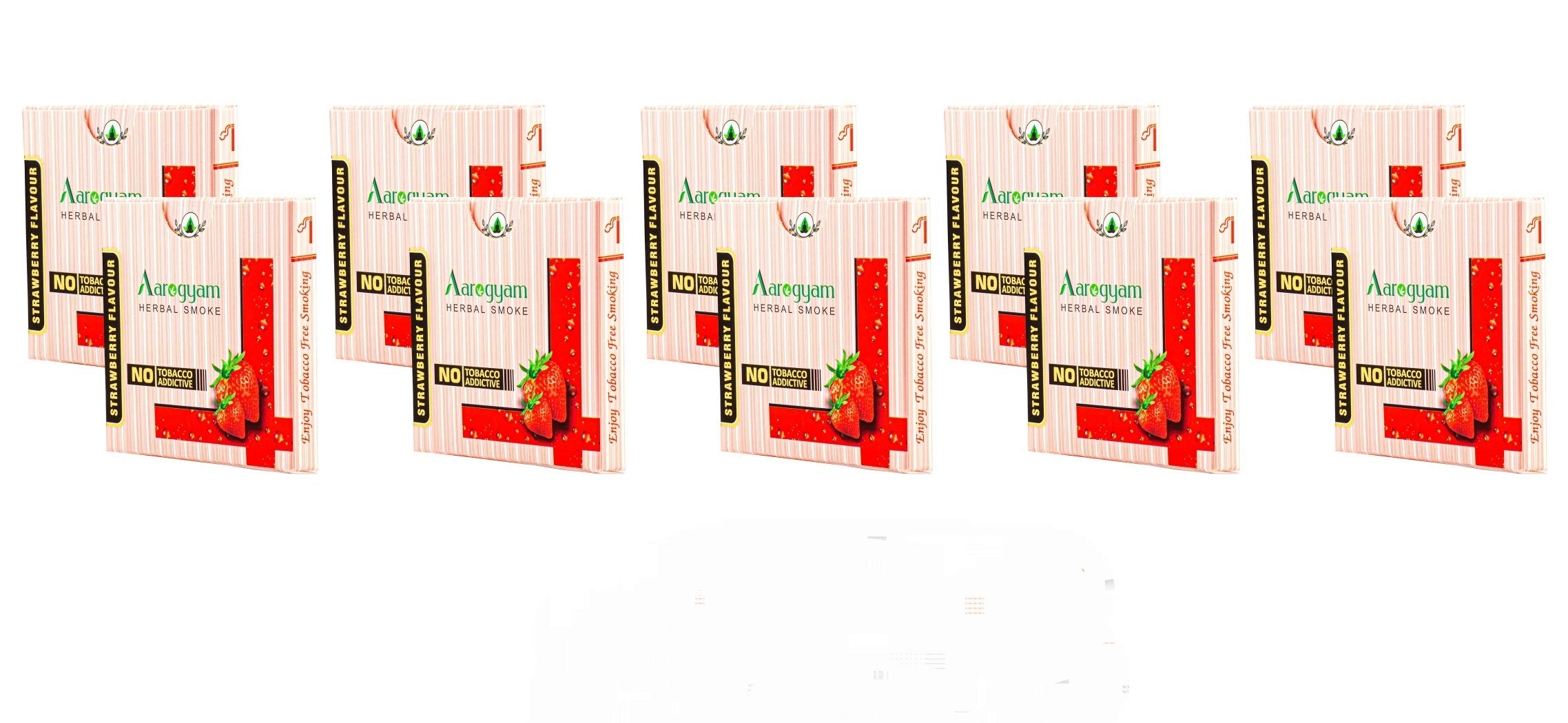 Aarogyam Herbals 100% Tobacco & Nicotine Free Cigarette for Relieve Stress & Mood Enhance Product for Smokers - (10 Sticks in Each Packet) (STRAWBERRY FLAVOUR, Pack of 10)-image-37