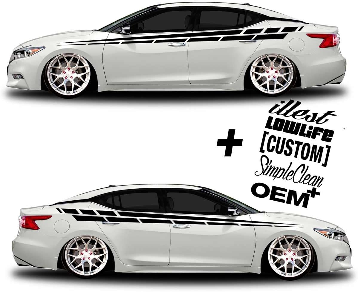 SG Motiv Vinyl Body Side Graphics Racing Flag car Truck Sticker Decal Universal 271 + Decals Illest, Lowlife, Custom, Simple Clean, OEM + (Black)