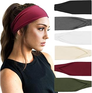 DRESHOW 6 Pack Women's Yoga Sports Headbands Non-Slip Elastic Workout Running Hair Bands