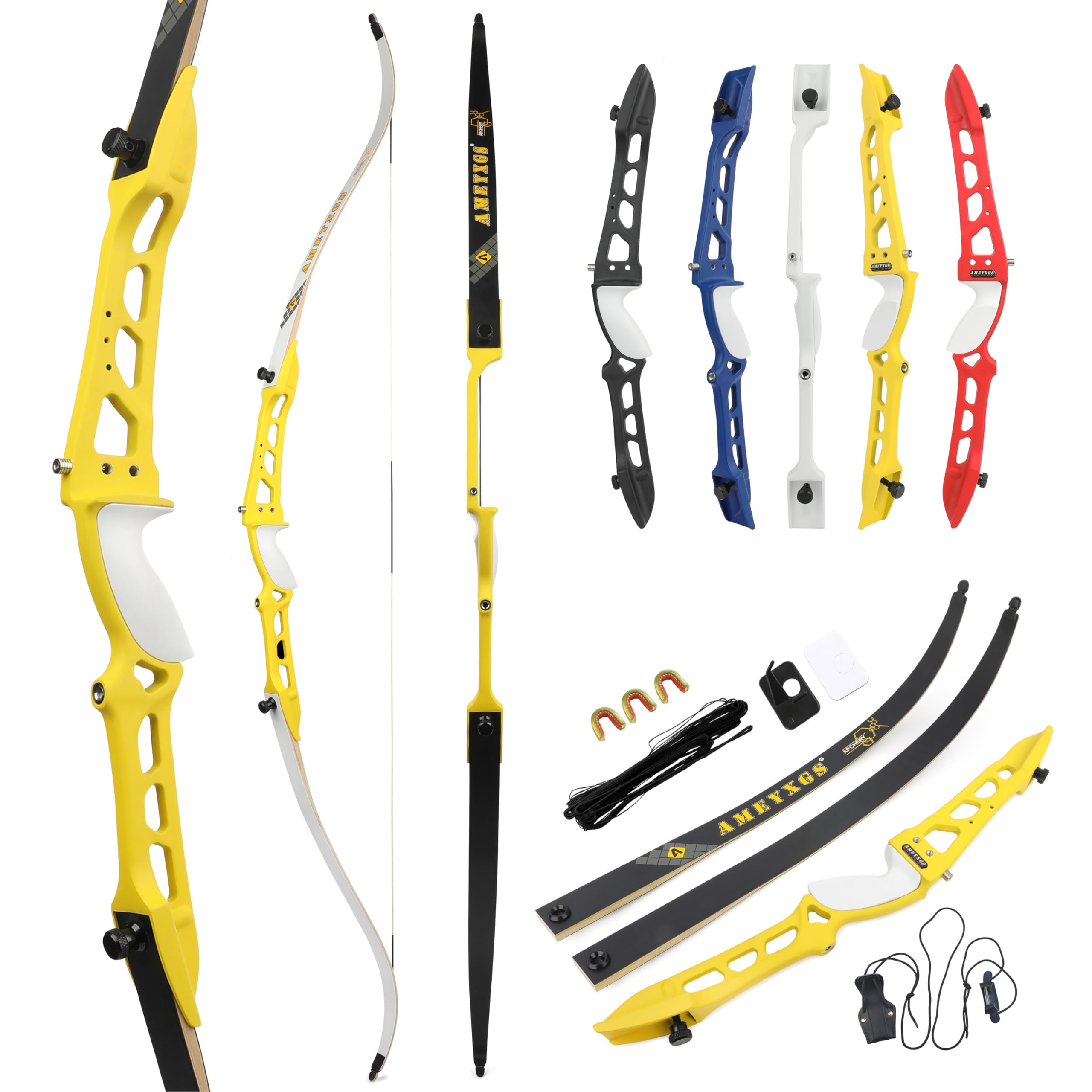 surwolf Recurve Bow 66/68/70" Competition Recurvebow for Beginners 14-40LBS Takedown huntingbow Archery Bow and Arrow Set(yellow bow,2#66"-16lbs) — image 1