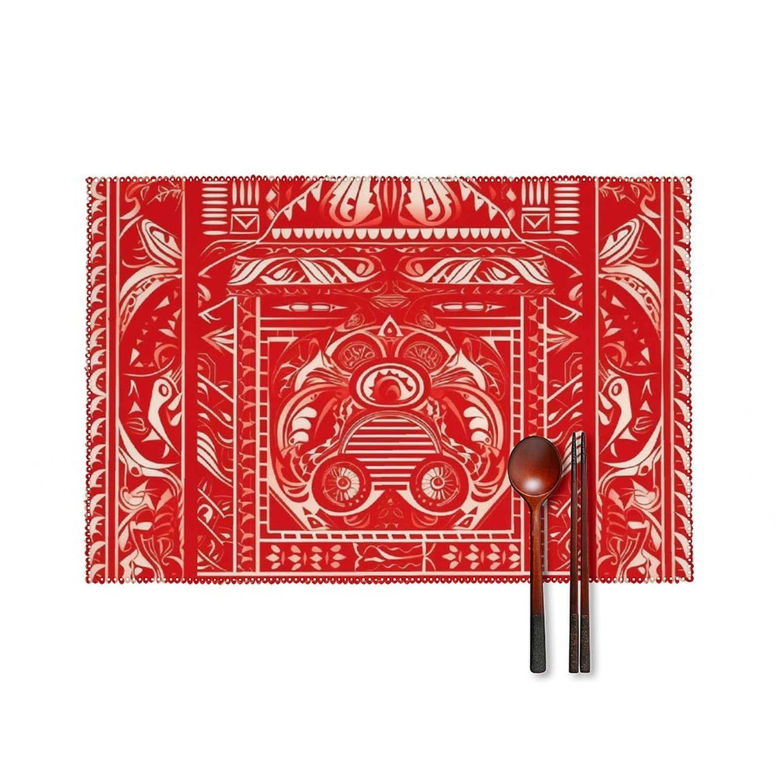 Placemats Set of 4 Washable PVC Table Mats Heat Resistant Vinyl Woven Place Mats Carving Decoration Placemats Non-Slip Wipeable Placemats for Kitchen Dining Table Decoration 45 X 30 Cm