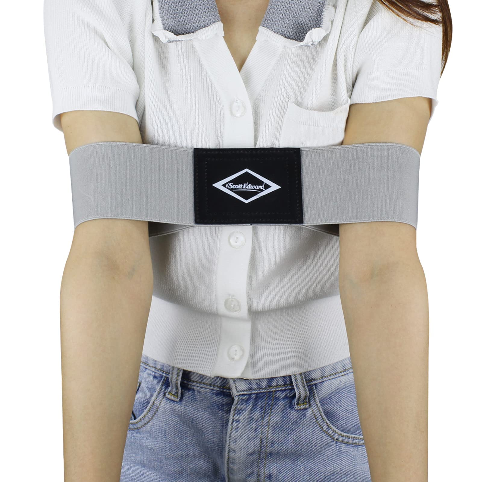 Scott Edward Pro Golf Swing Arm Band Training Aid Correct Training Swing Gesture Beginners Swing Alignment Practice Tool for Men Women Kids(Grey)