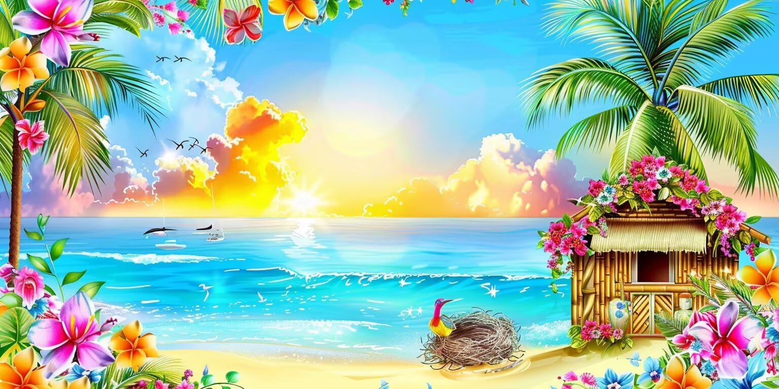 Kit Peinture Diamond Kit Strass Point Croix Poulets de plage 5D - 8