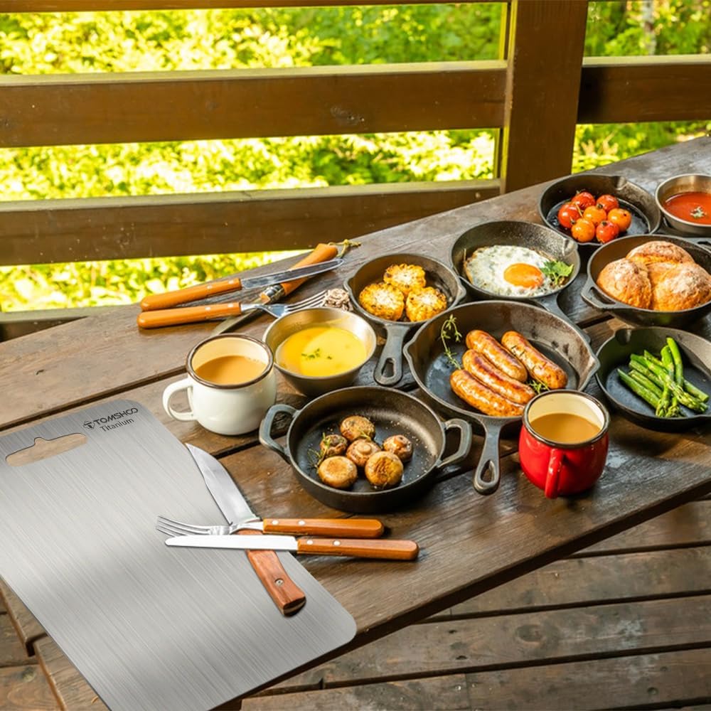 Planche à découper en Titane Planche de Cuisine légère et Durable Bloc à découper Non Toxique et résistant à la Rouille Résistant aux Rayures Facile à Nettoyer - Idéal pour Le Camping en Plein