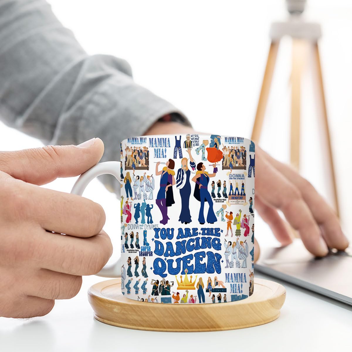 LONGXIN Mamma Mia Musik-Tasse, 11 oz, Zylinder, Porzellan, Geschenk fr Mamma Fans, Dancing Queen, Geschenk fr Familie, Freunde, Frauen, Musikliebhaber, Tanzfans, Teenager, Musikliebhaber