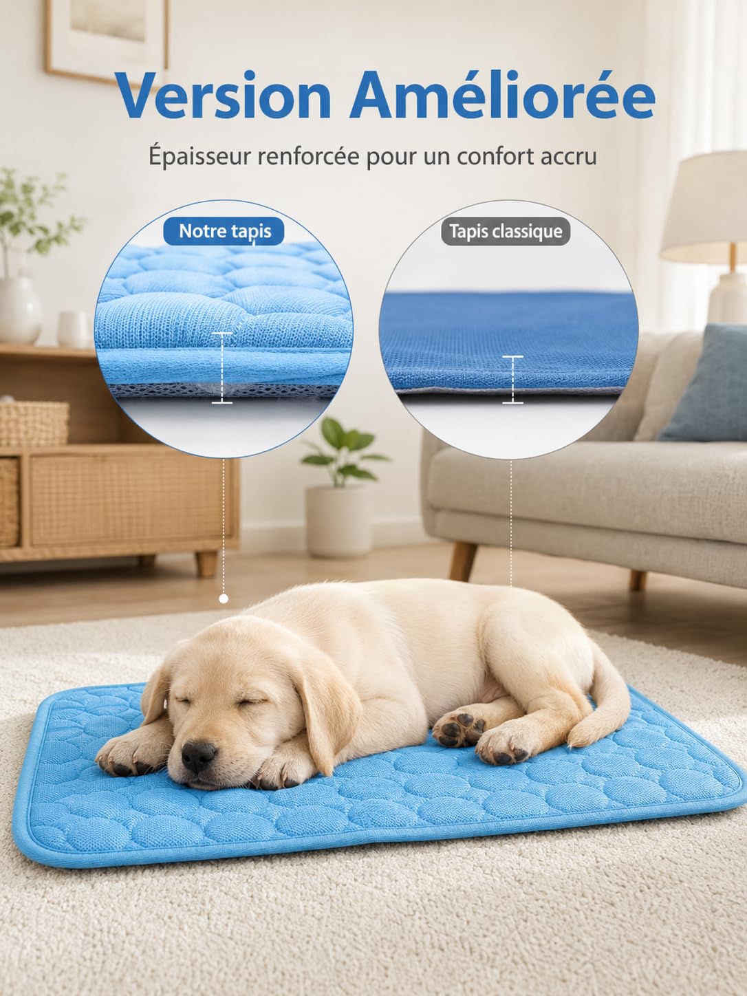 Tappetino Refrigerante Cane, Tappeto Rinfrescante per Cani Gatti (Bleu, XL)