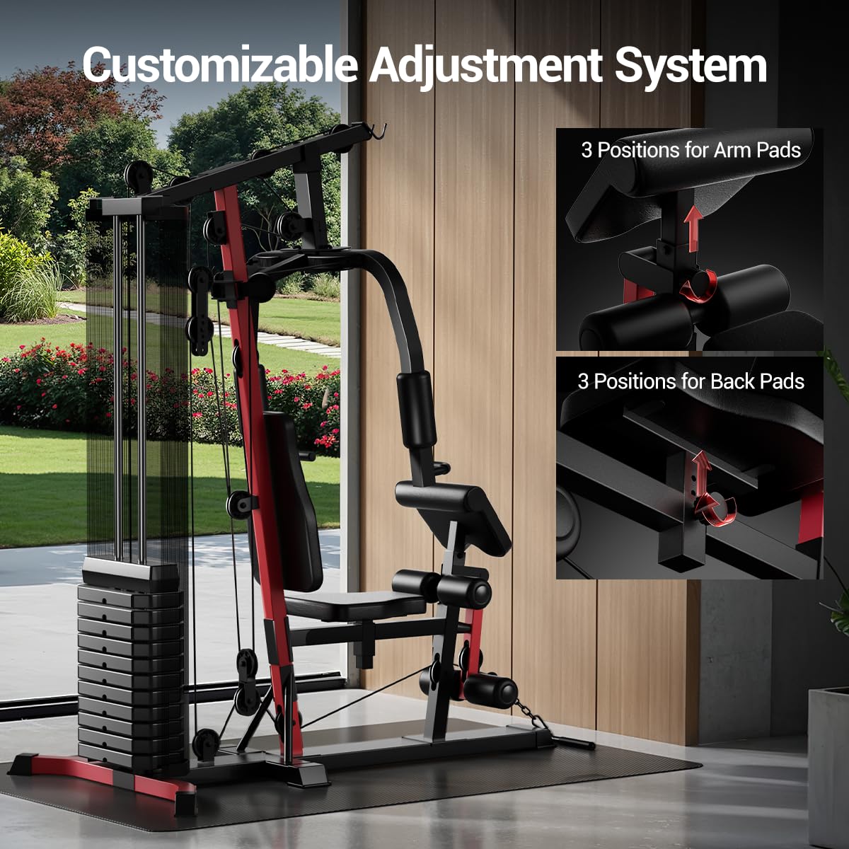 Home Gym, Workout Station with 160LBS Weight Stack, Exercise Equipment with Pulley System for Full Body Training