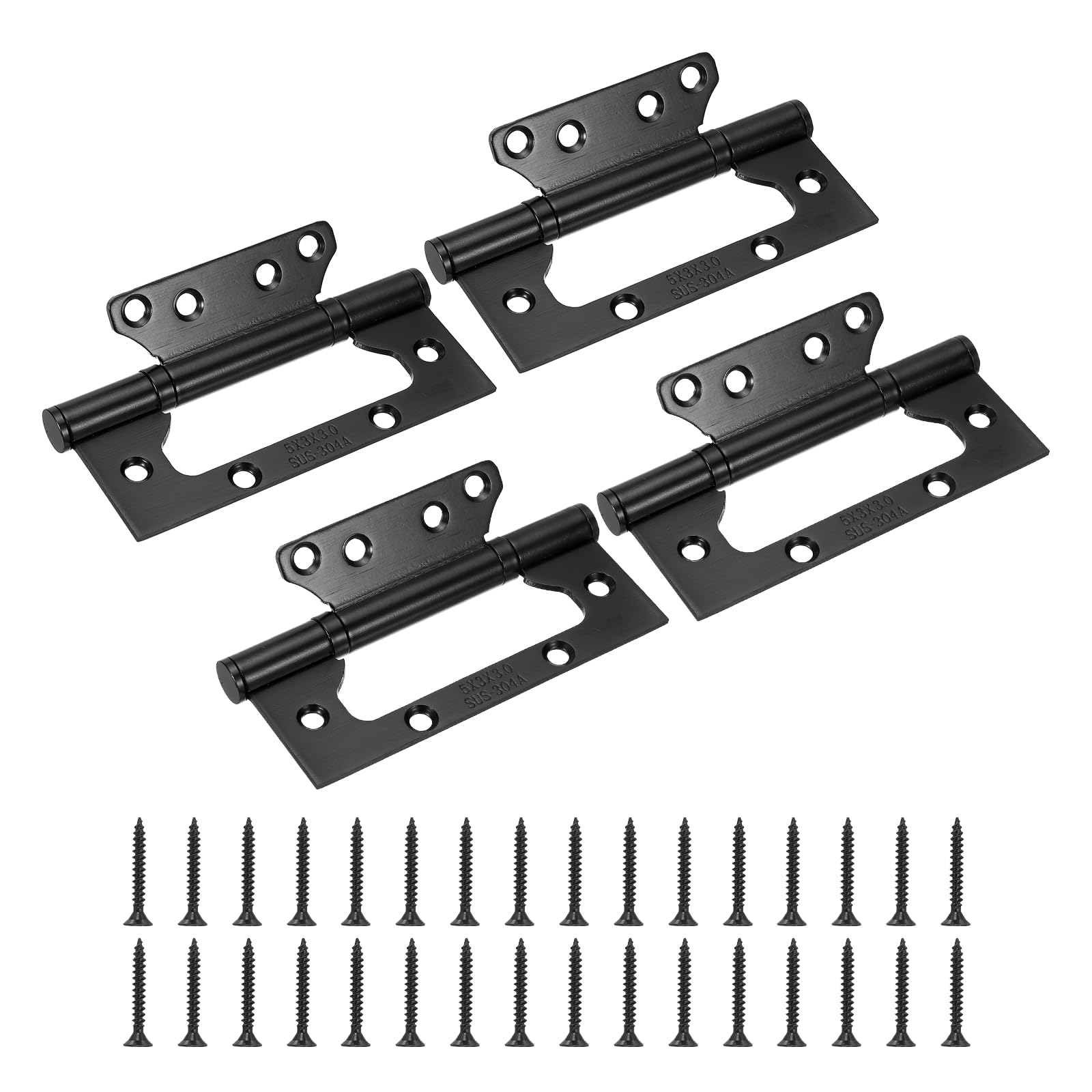 sourcing map 4Pcs Non Mortise Door Hinges, 5" x 2.2", Satin Black
