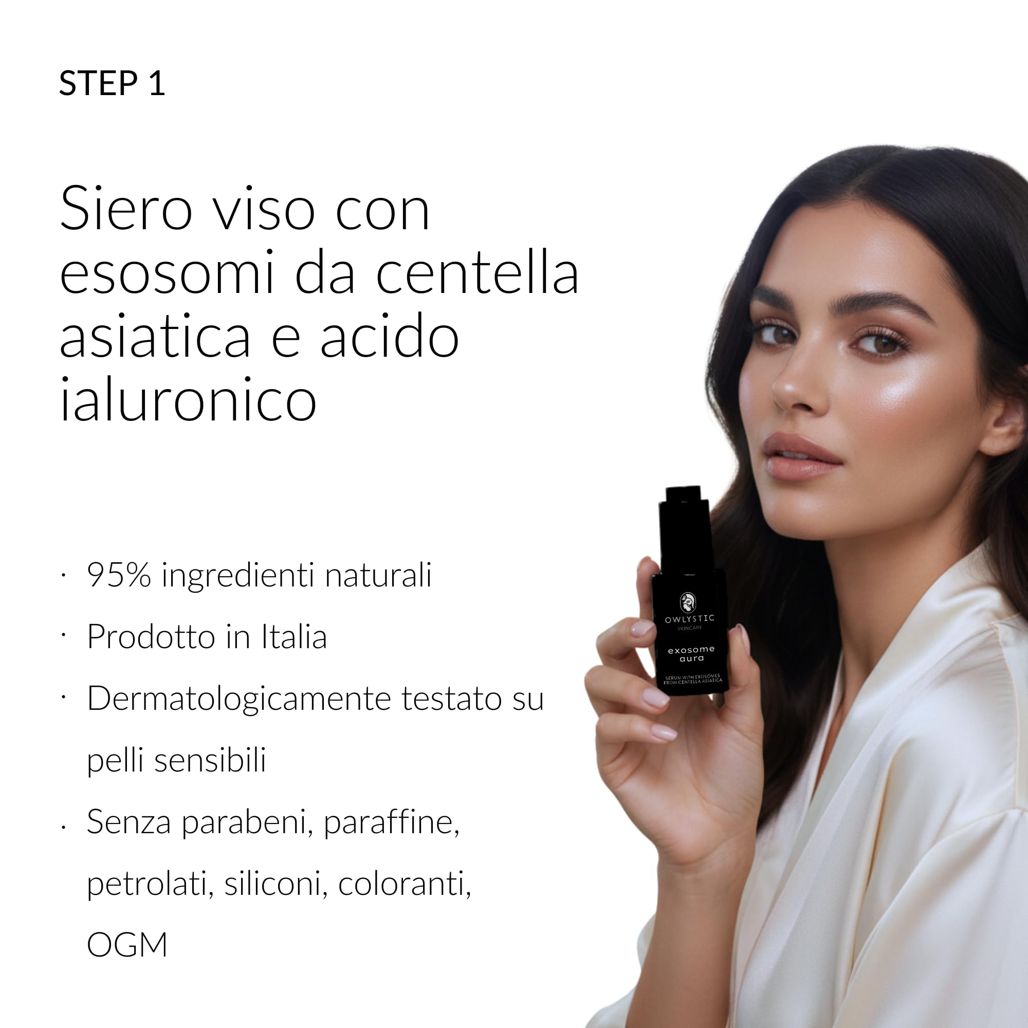 Owlystic Rituale Exosome Aura con Esosomi da Centella Asiatica, Siero + Contorno Occhi e Labbra + Crema, Trattamento Pro-Age Rigenerante, Acido Ialuronico, Tutti i Tipi di Pelle