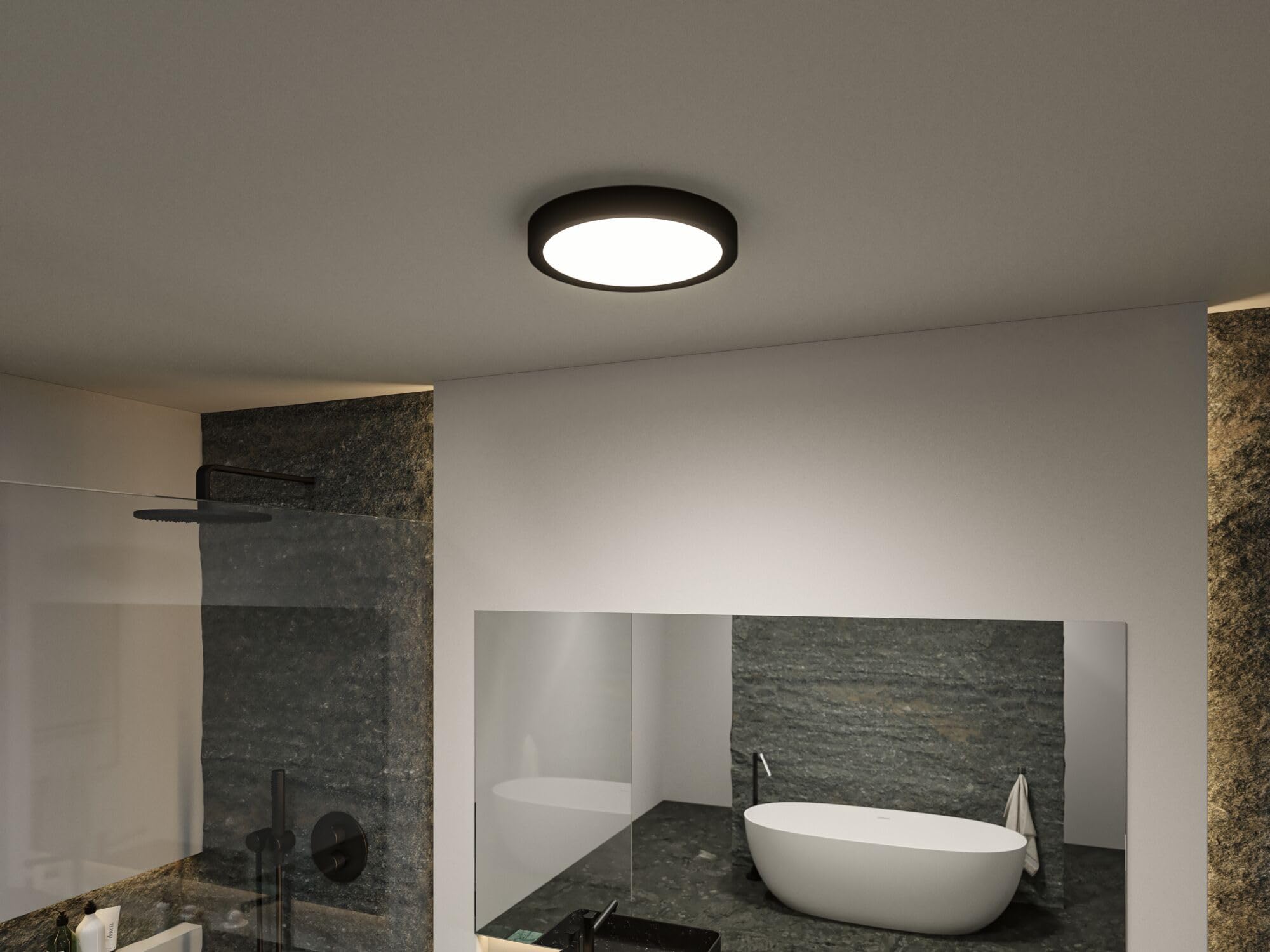 Paulmann 71086 LED Deckenleuchte Selection Bathroom Tega IP44 White Switch 1200lm 230V 22,5W Schwarz matt Badleuchte Badleuchte