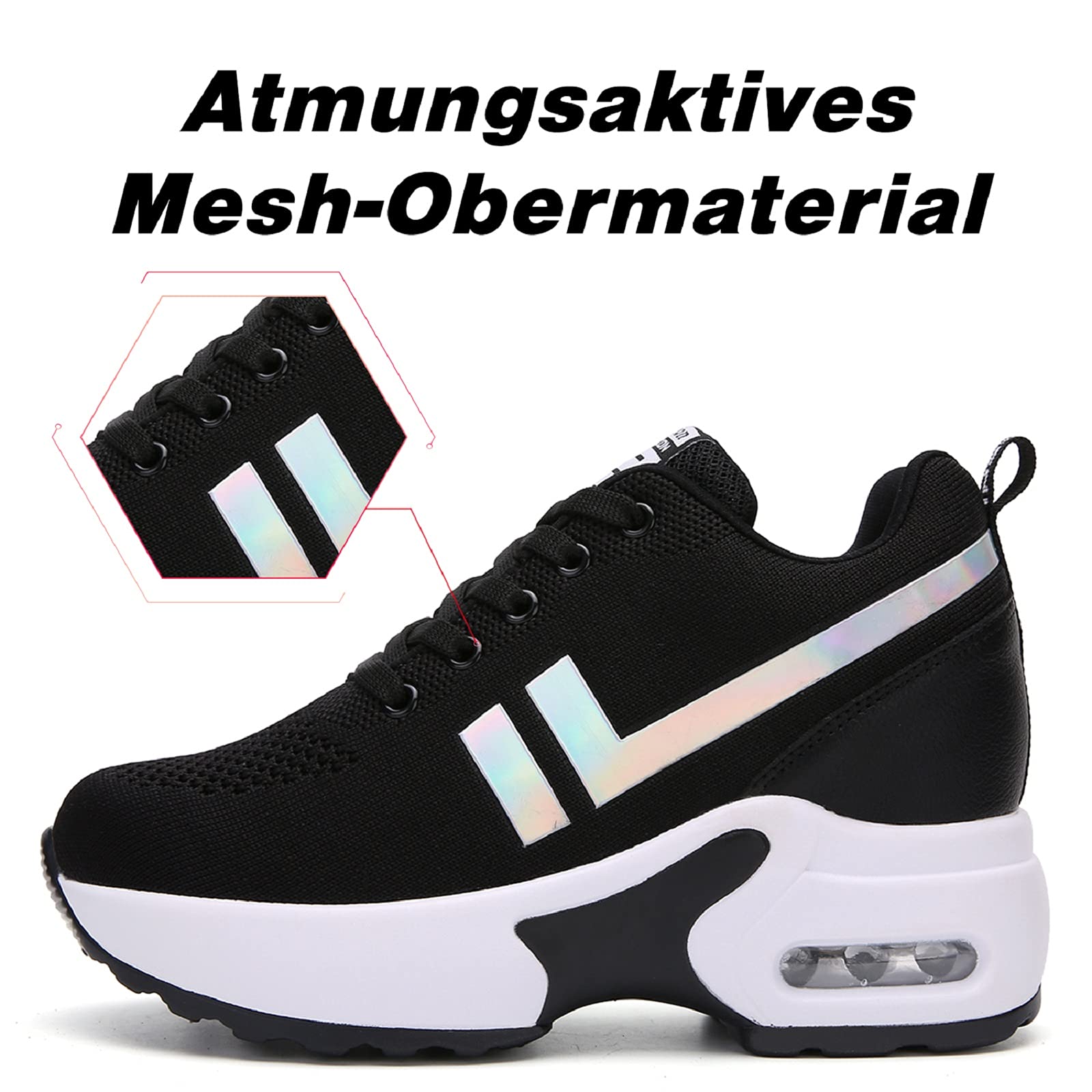 AONEGOLD Sneakers Donna Zeppa Scarpe da Ginnastica Sportive Running Fitness Casual Tacco Zeppa 8.5 CM