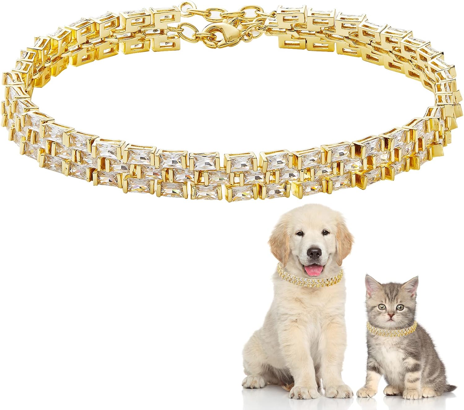 IUIUDOBE Dog Chain Collar Bling Collar for Small Medium Dogs Puppy Kitty Adjustable Cat Collar with Iced Out Crystal Stones Watch Band…